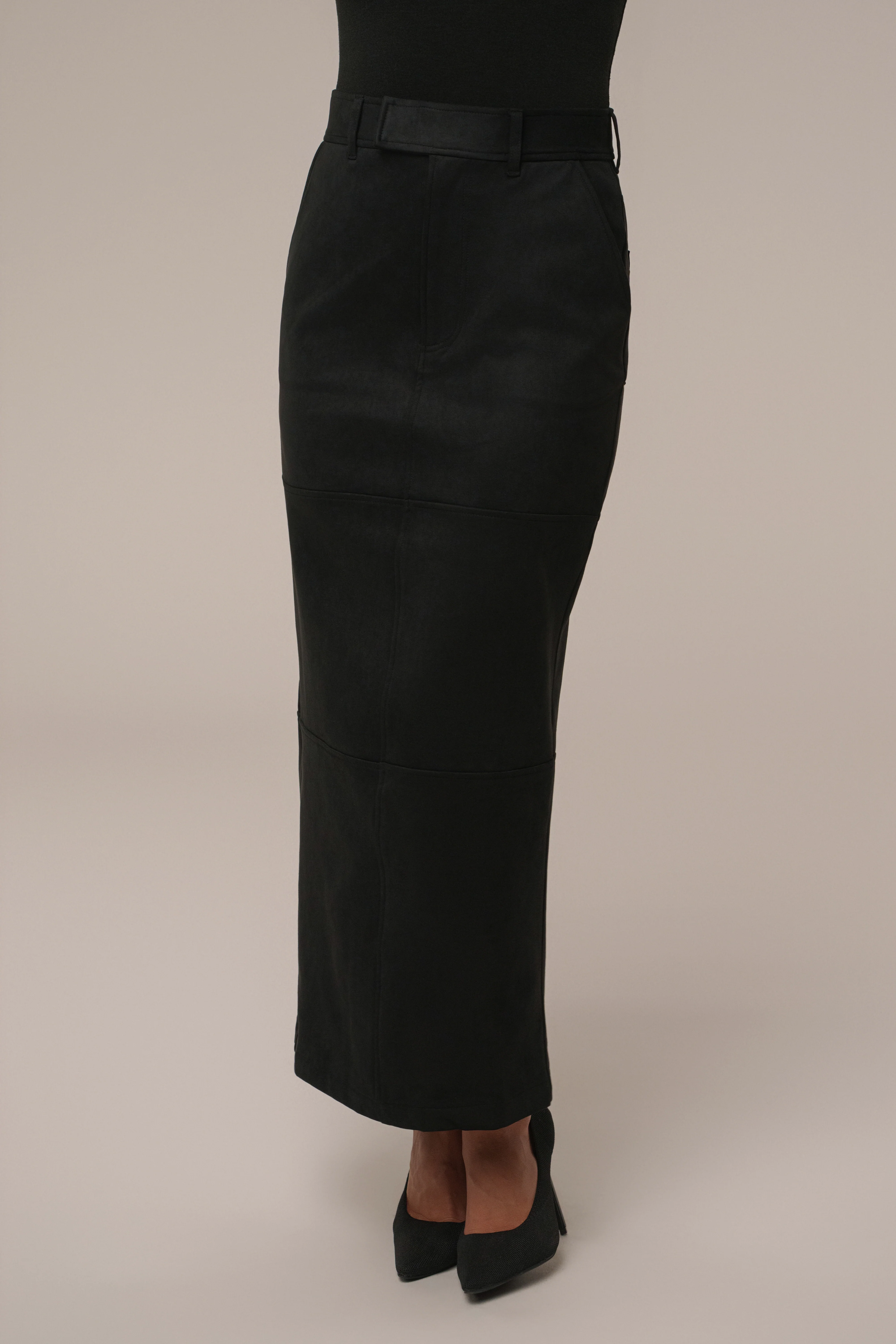 Black Joy Suede Maxi Skirt - Image 5