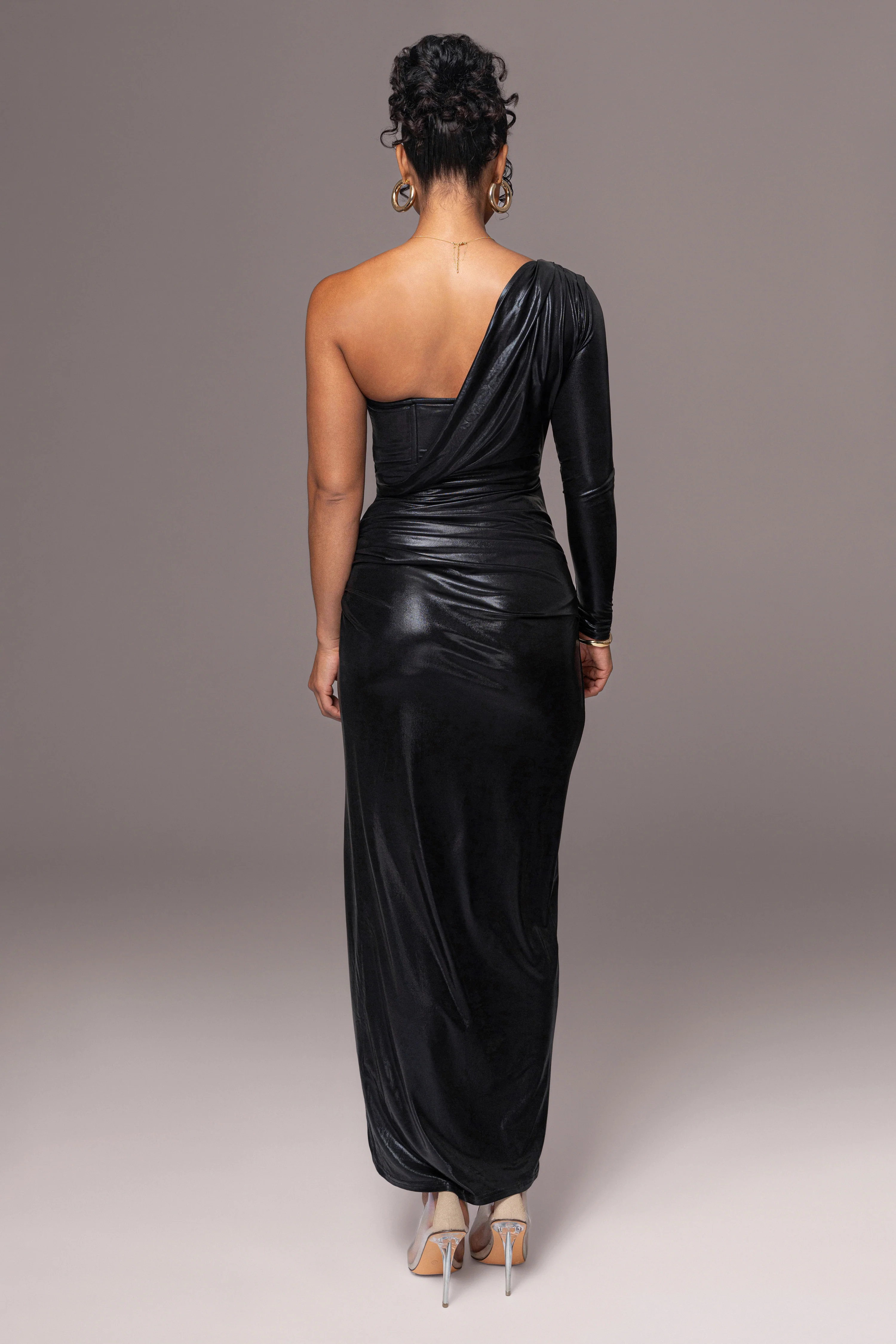 Black Kaleah Metallic Maxi Dress - Image 8