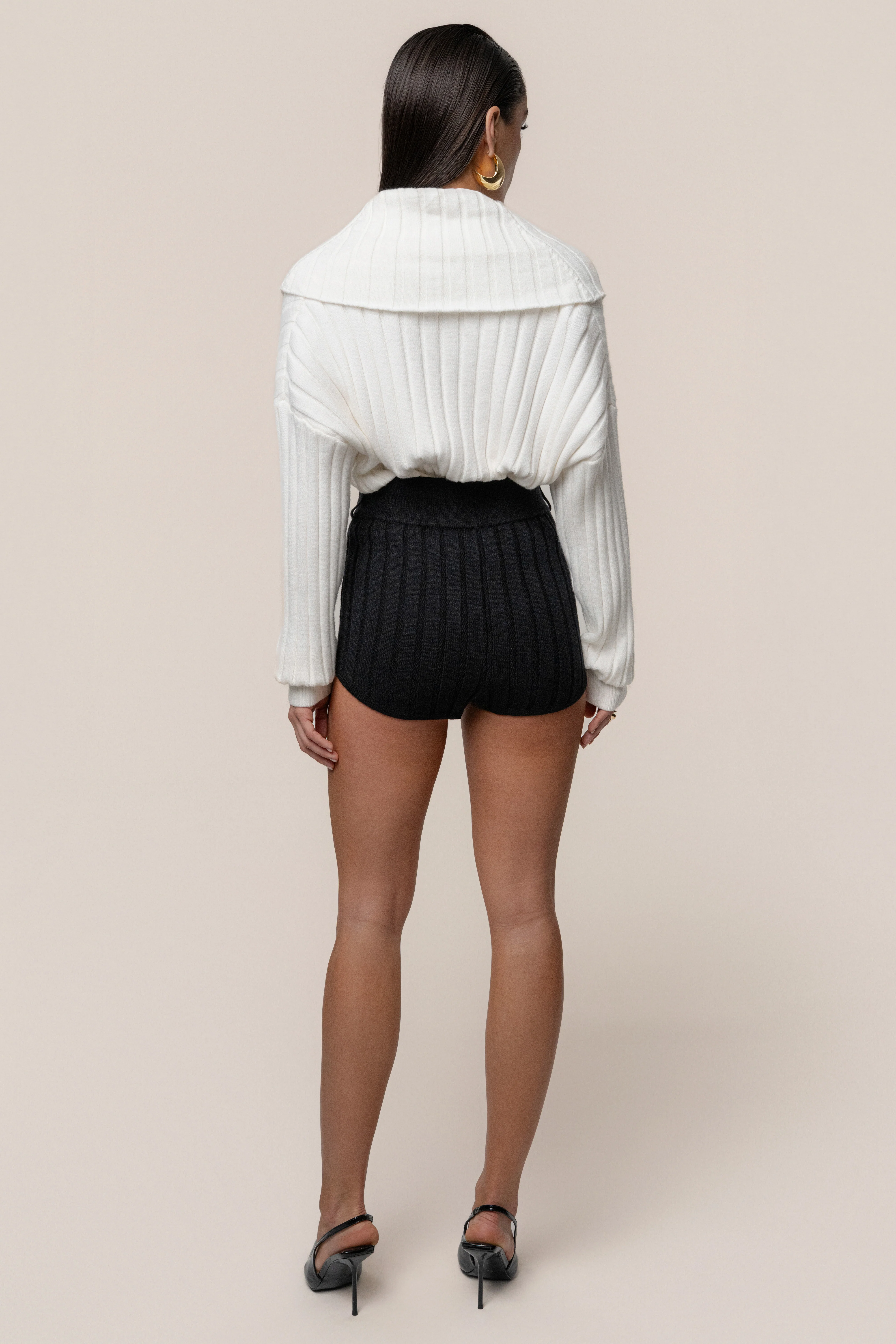 Black Knit Things Ribbed Shorts - Image 8