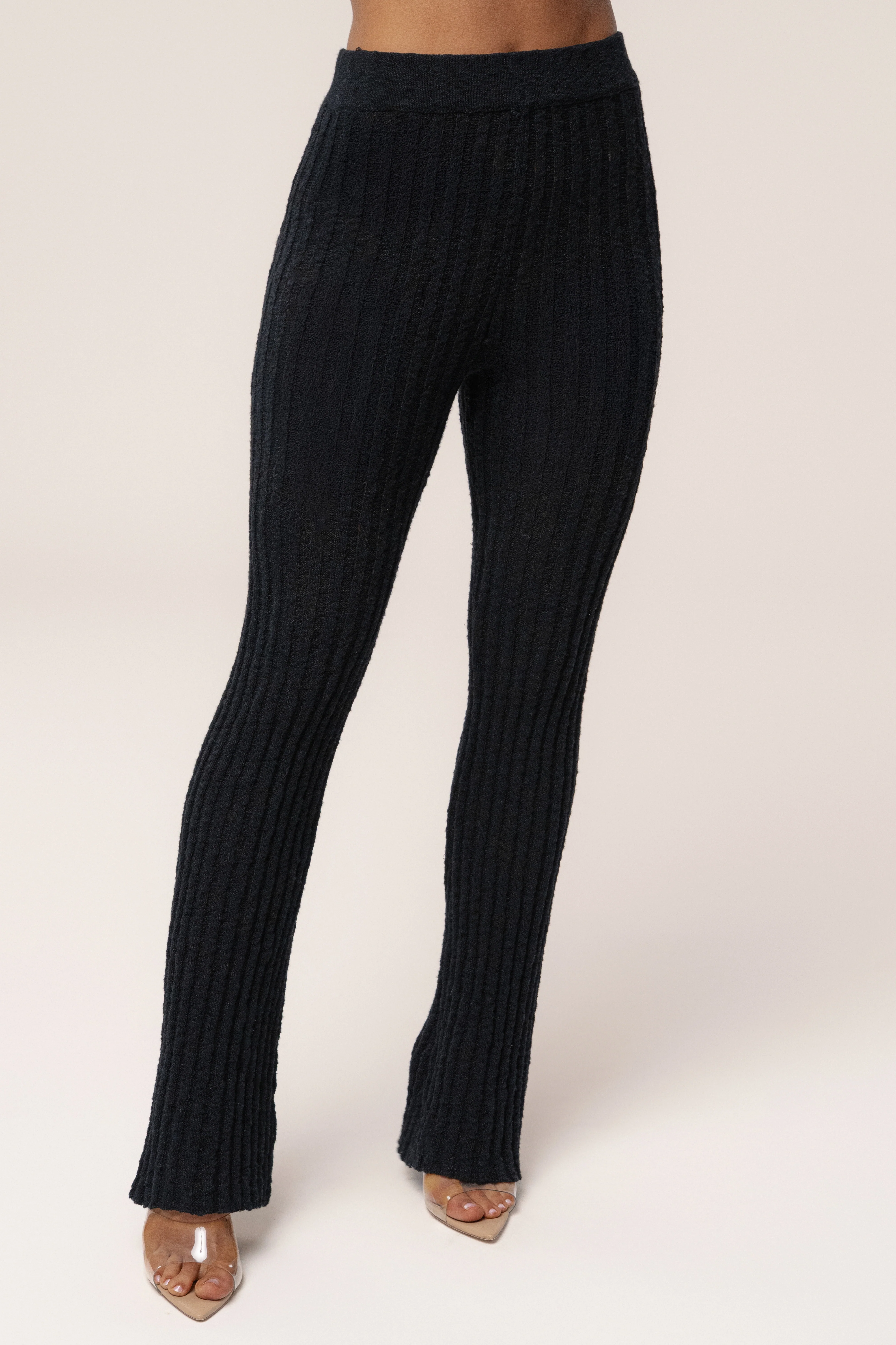 Black Lanah Knit Flare Pants - Image 2