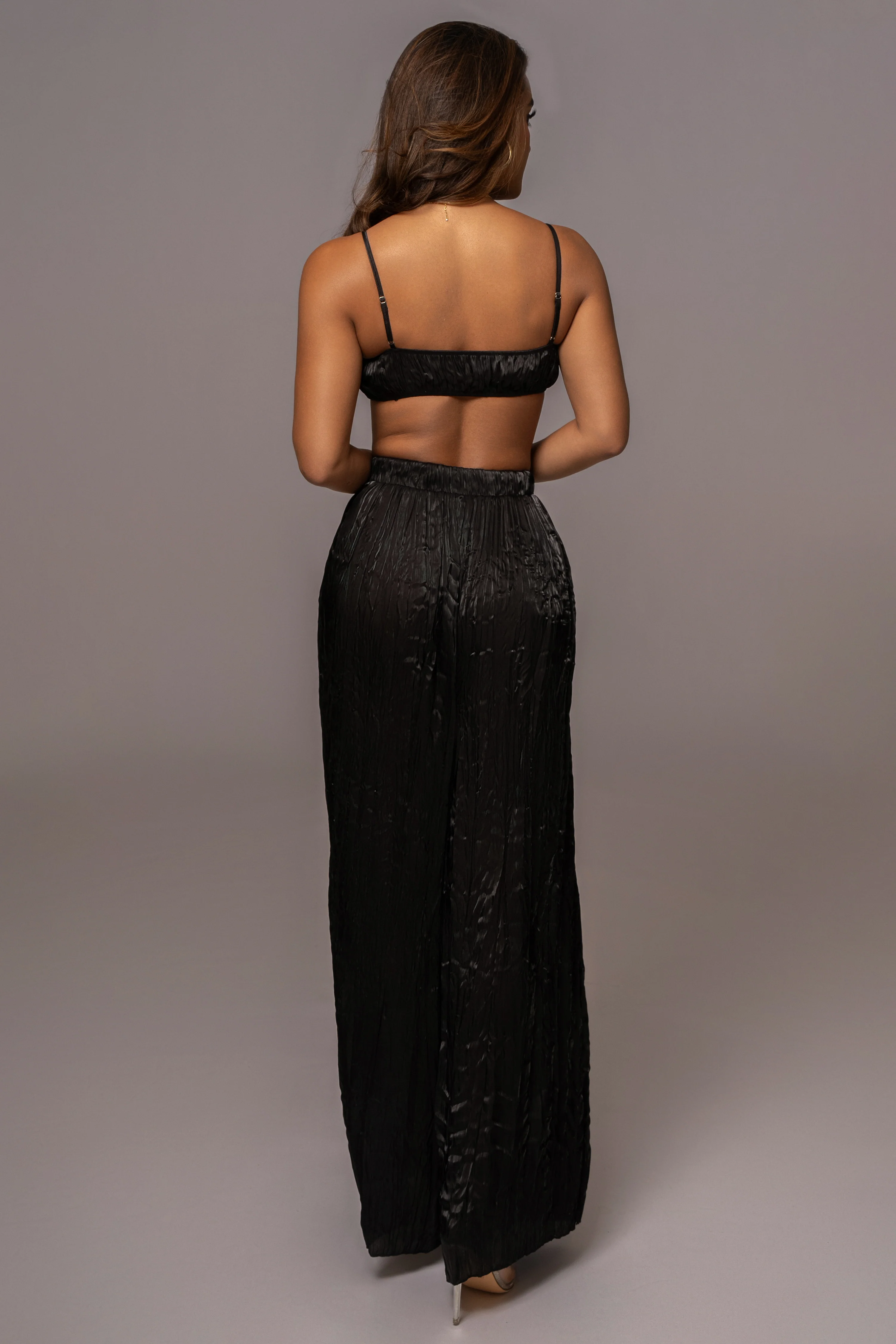 Black Let's Get Away Satin Pant Set - Image 10