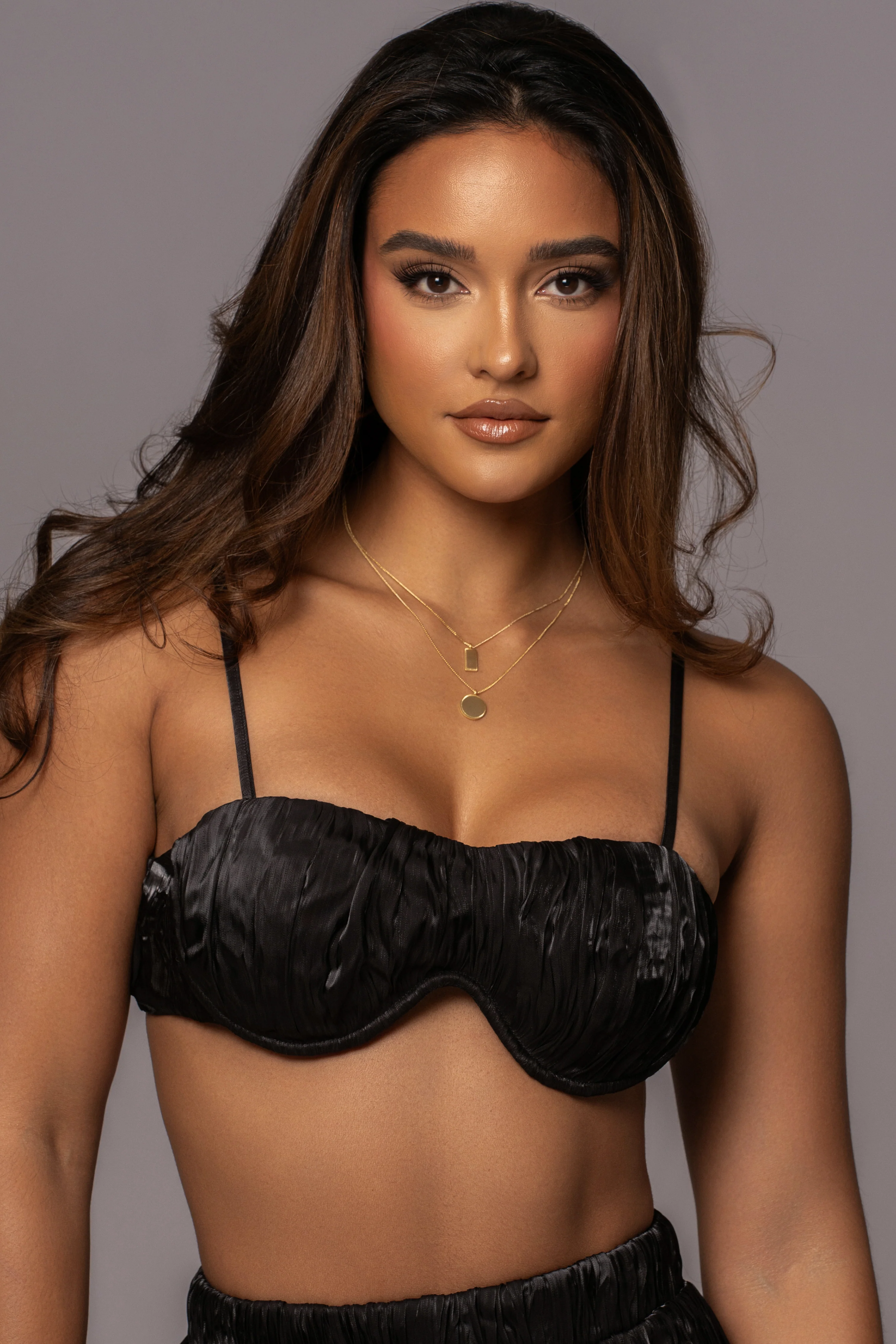 Black Let's Get Away Satin Pant Set - Image 3