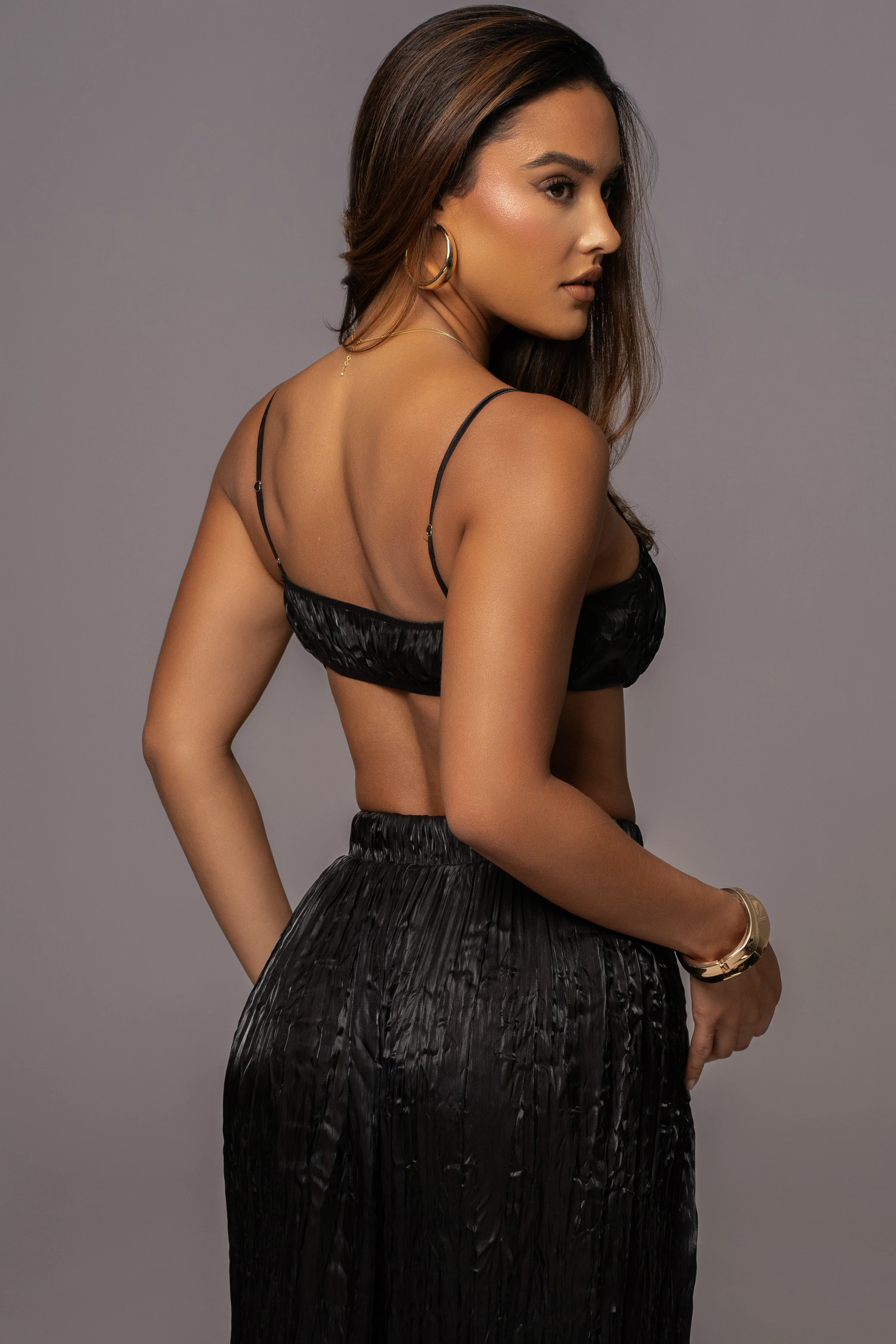 Black Let's Get Away Satin Pant Set - Image 9