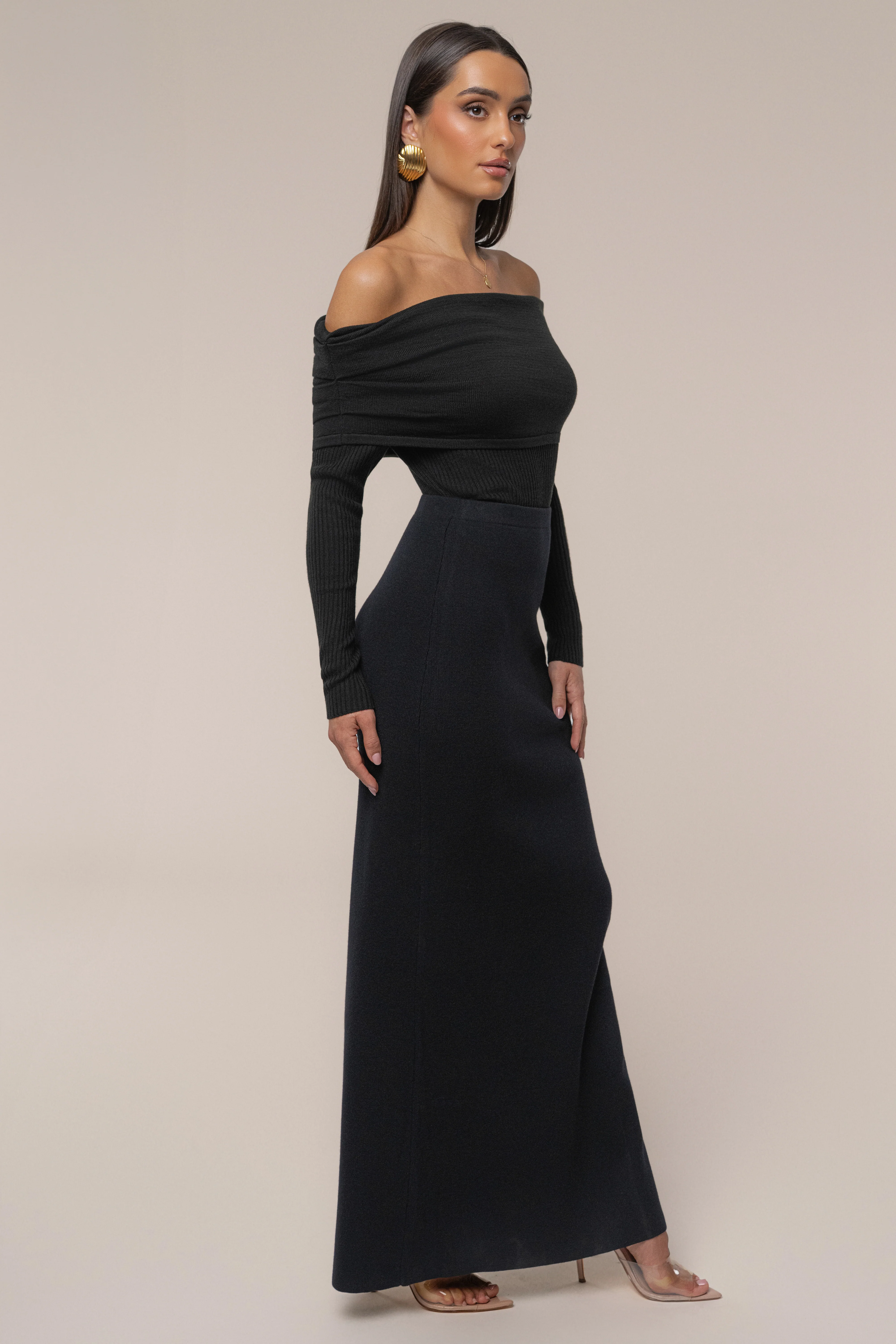 Black London Knit Maxi Skirt - Image 4