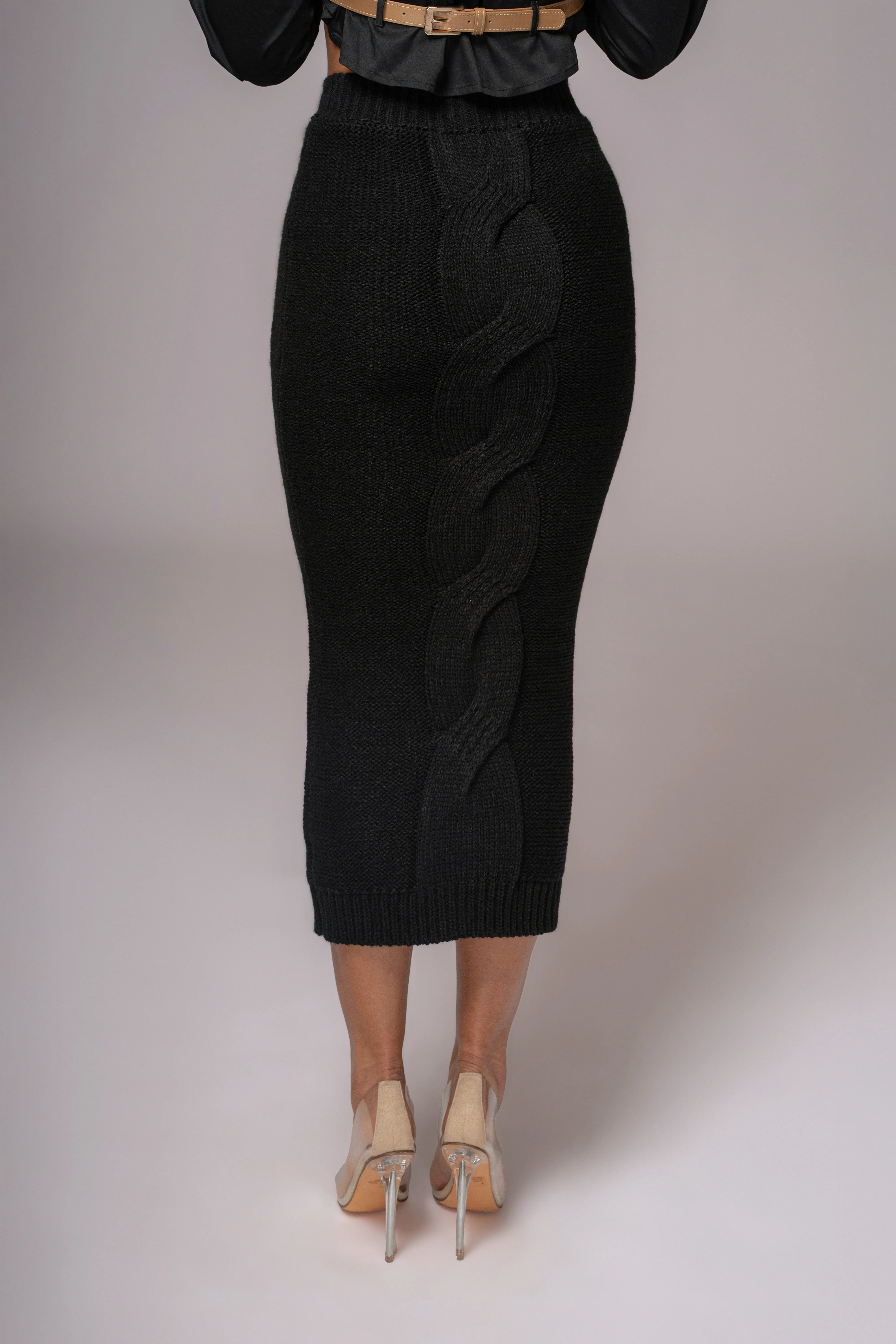 Black Merine Knit Midi Skirt - Image 10