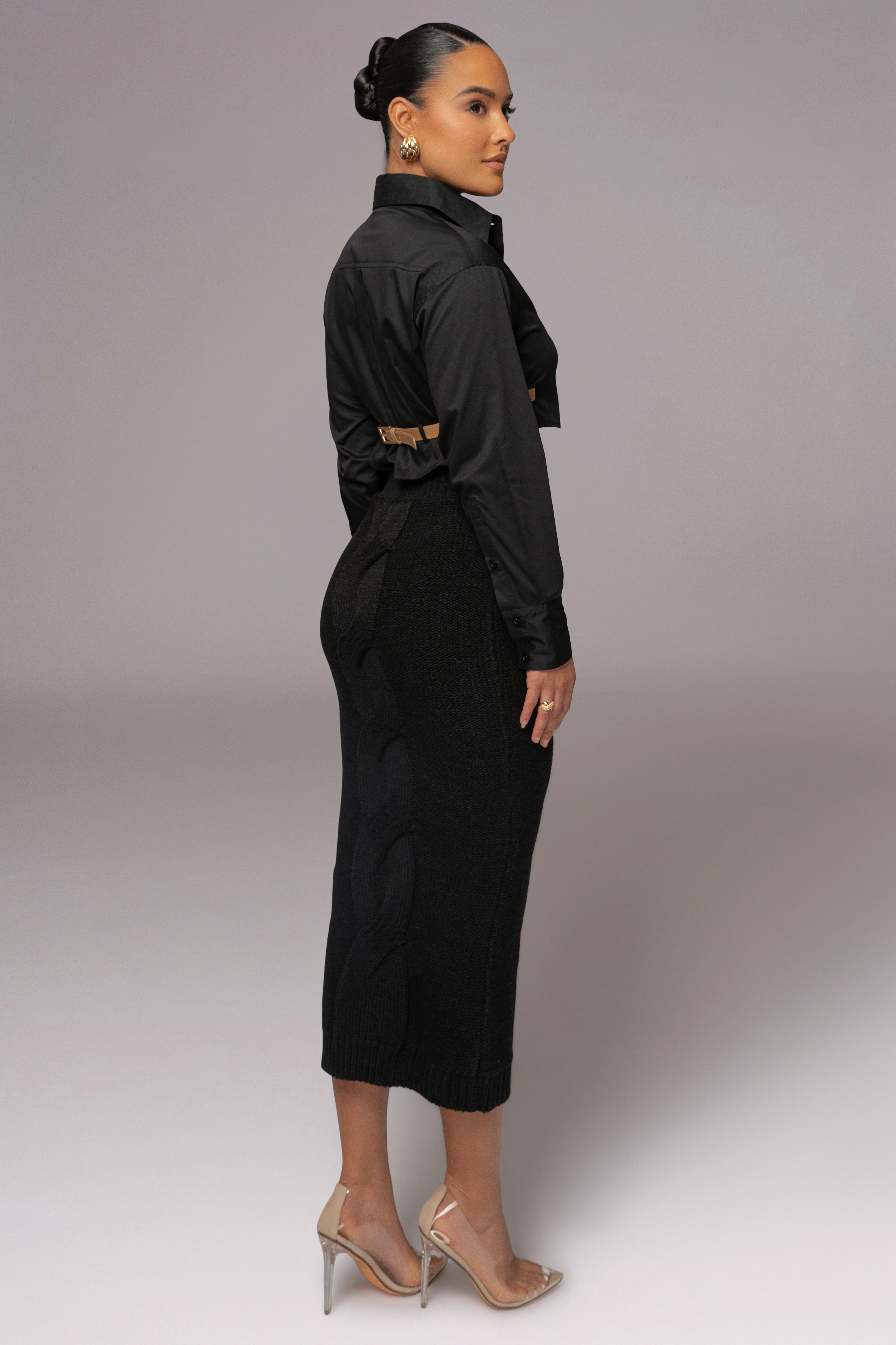 Black Merine Knit Midi Skirt - Image 7
