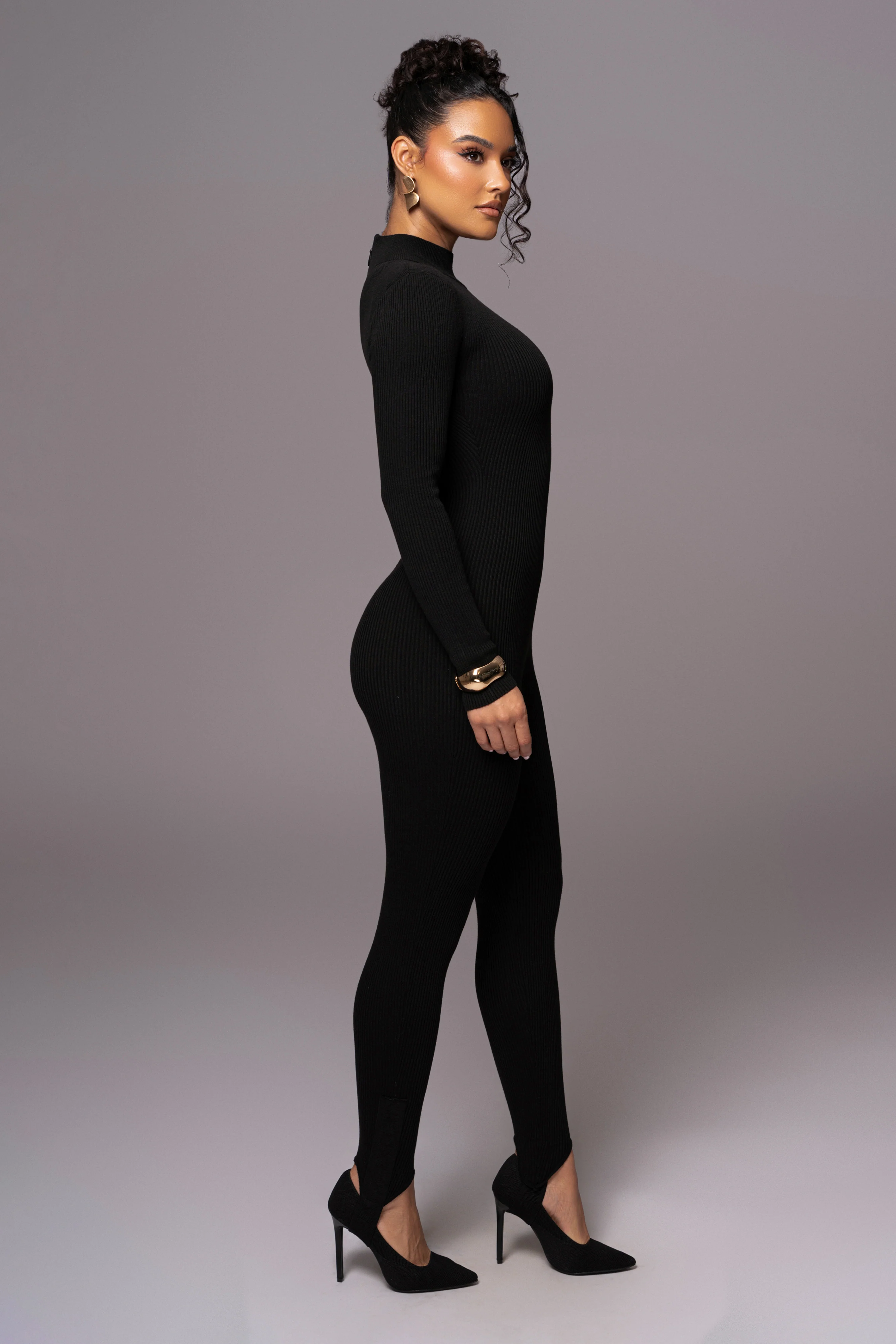 Black Minna Mock Neck Jumpsuit - Image 7