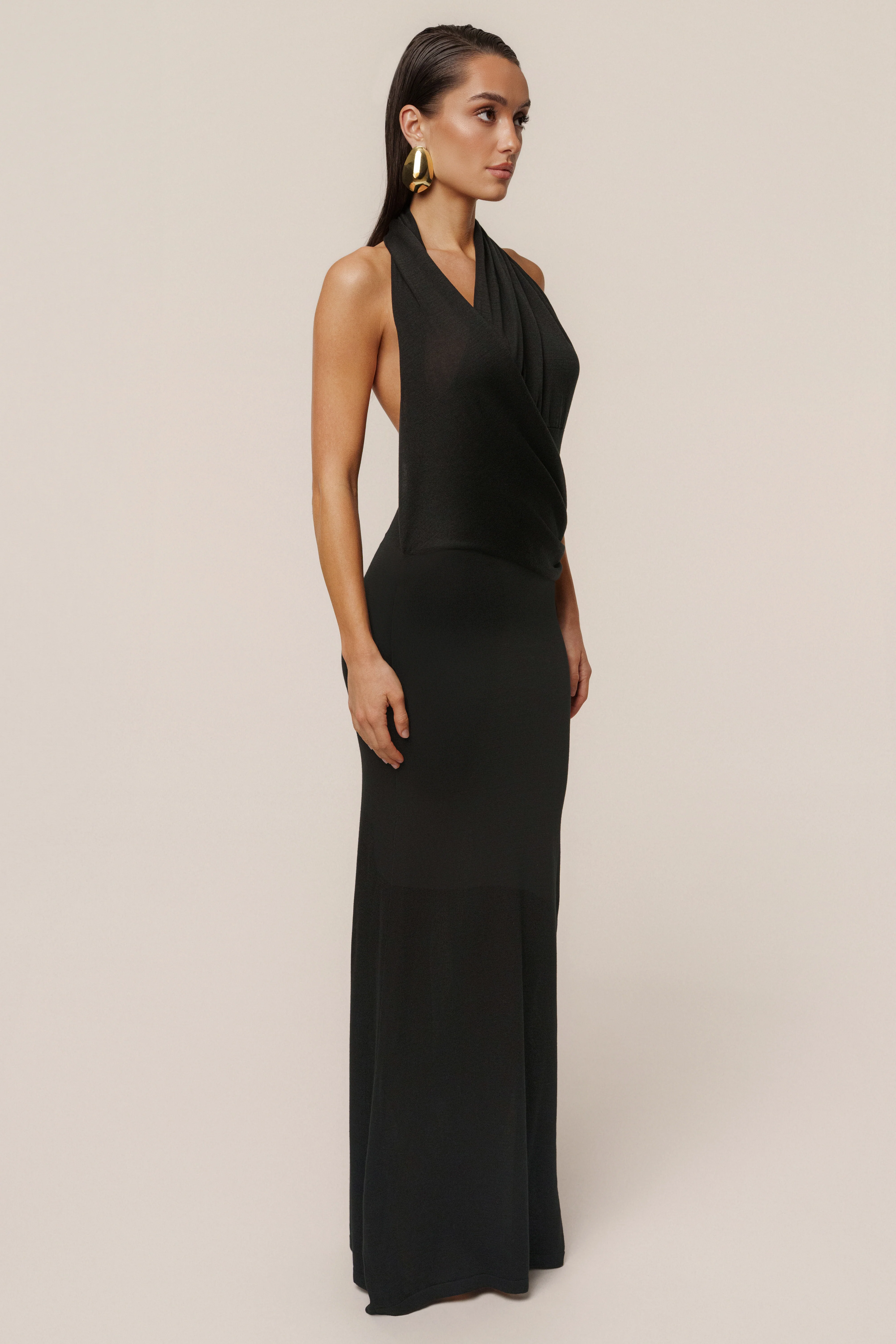 Black Miranda Draped Maxi Dress - Image 6