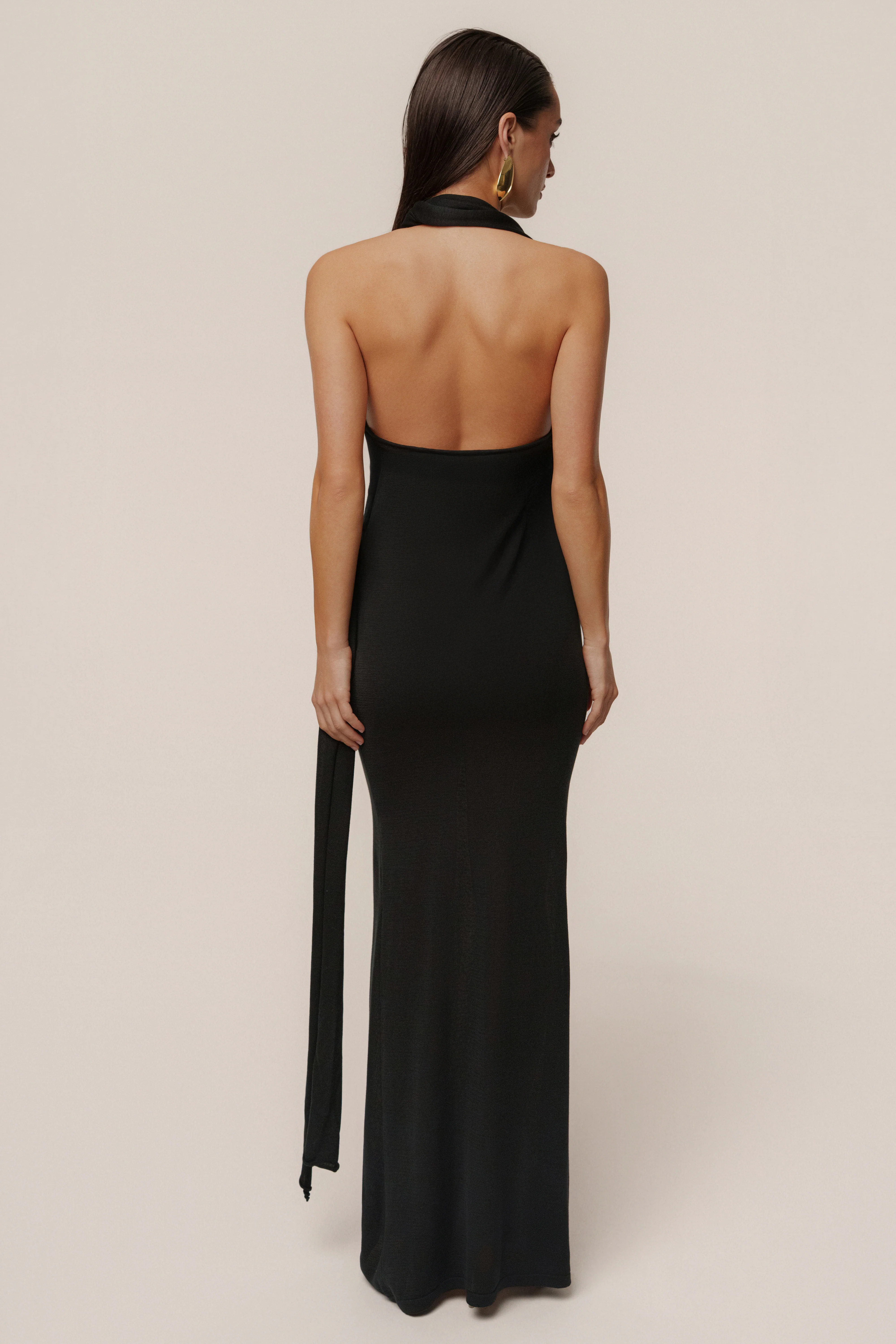 Black Miranda Draped Maxi Dress - Image 9