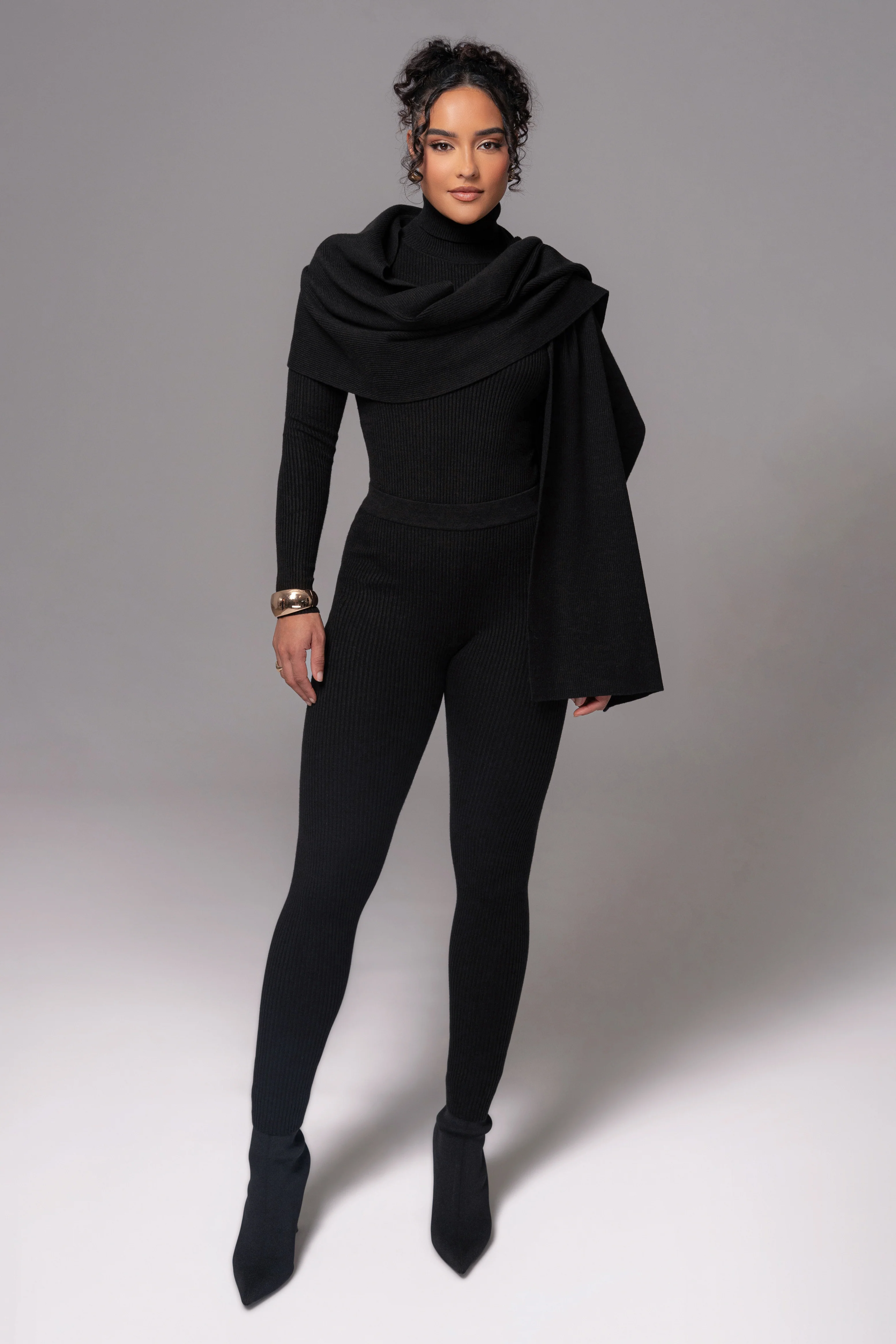 Black Naaya Ribbed Leggings - Image 4
