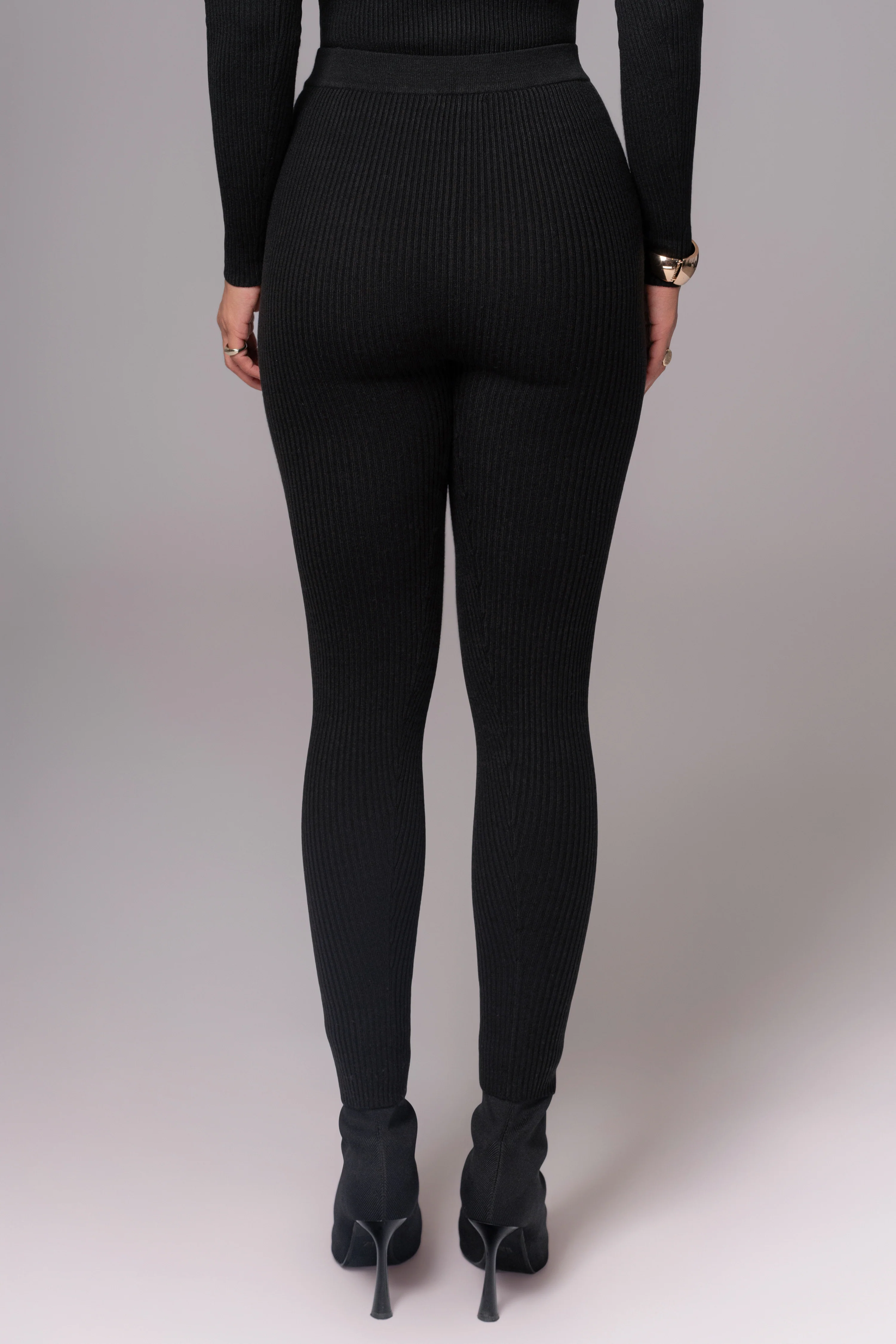 Black Naaya Ribbed Leggings - Image 8