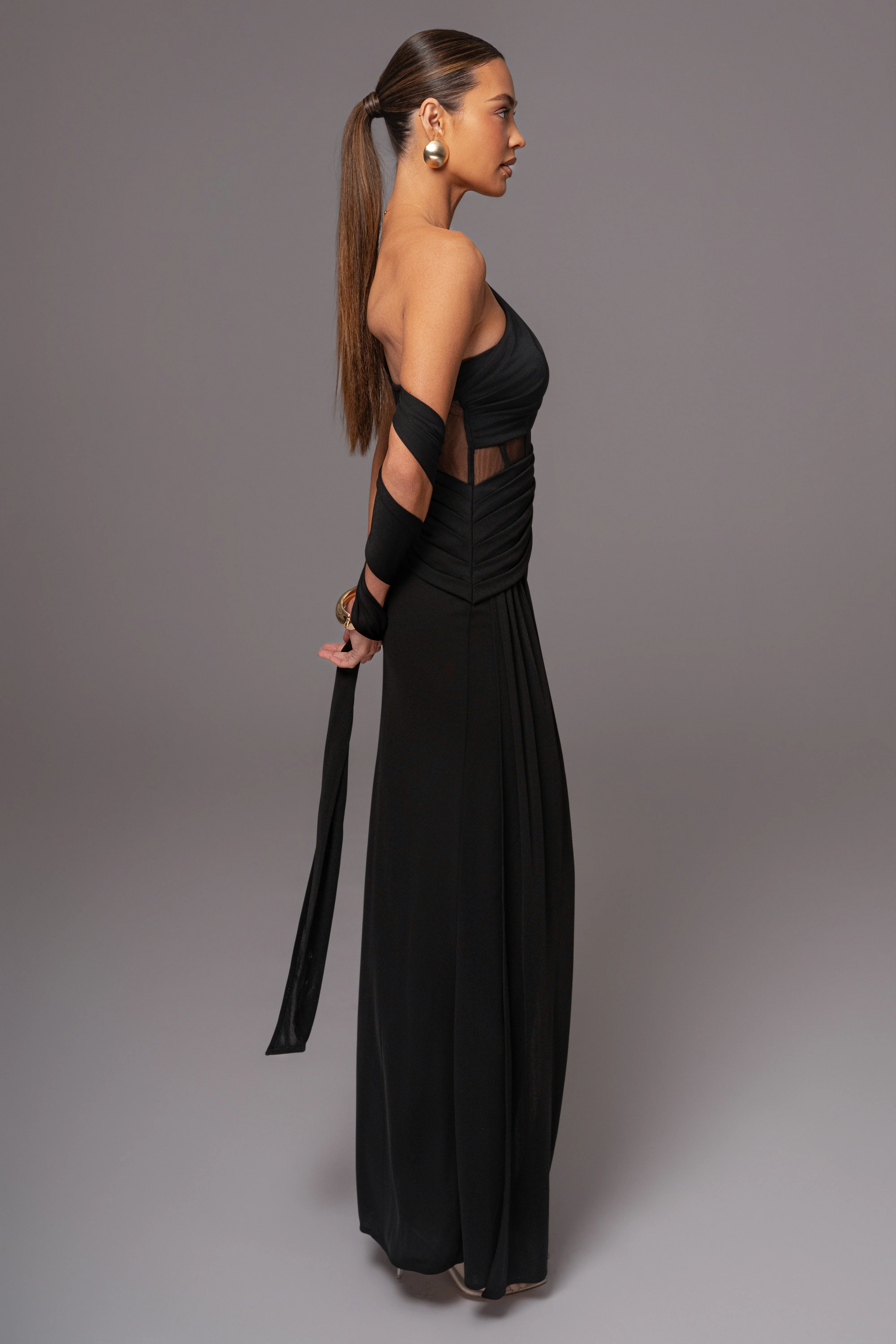 Black Naida Drape Maxi Dress - Image 10