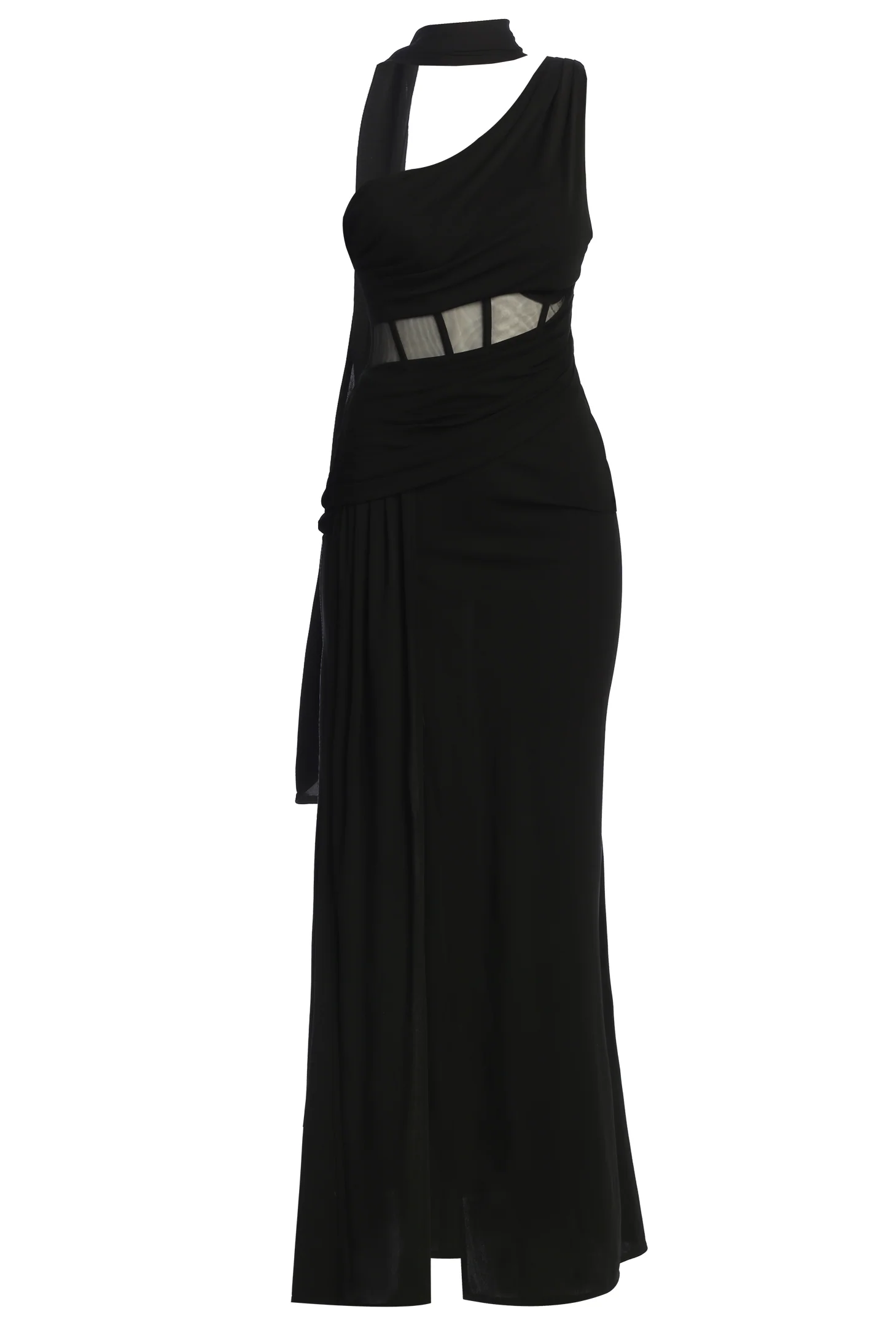 Black Naida Drape Maxi Dress - Image 2