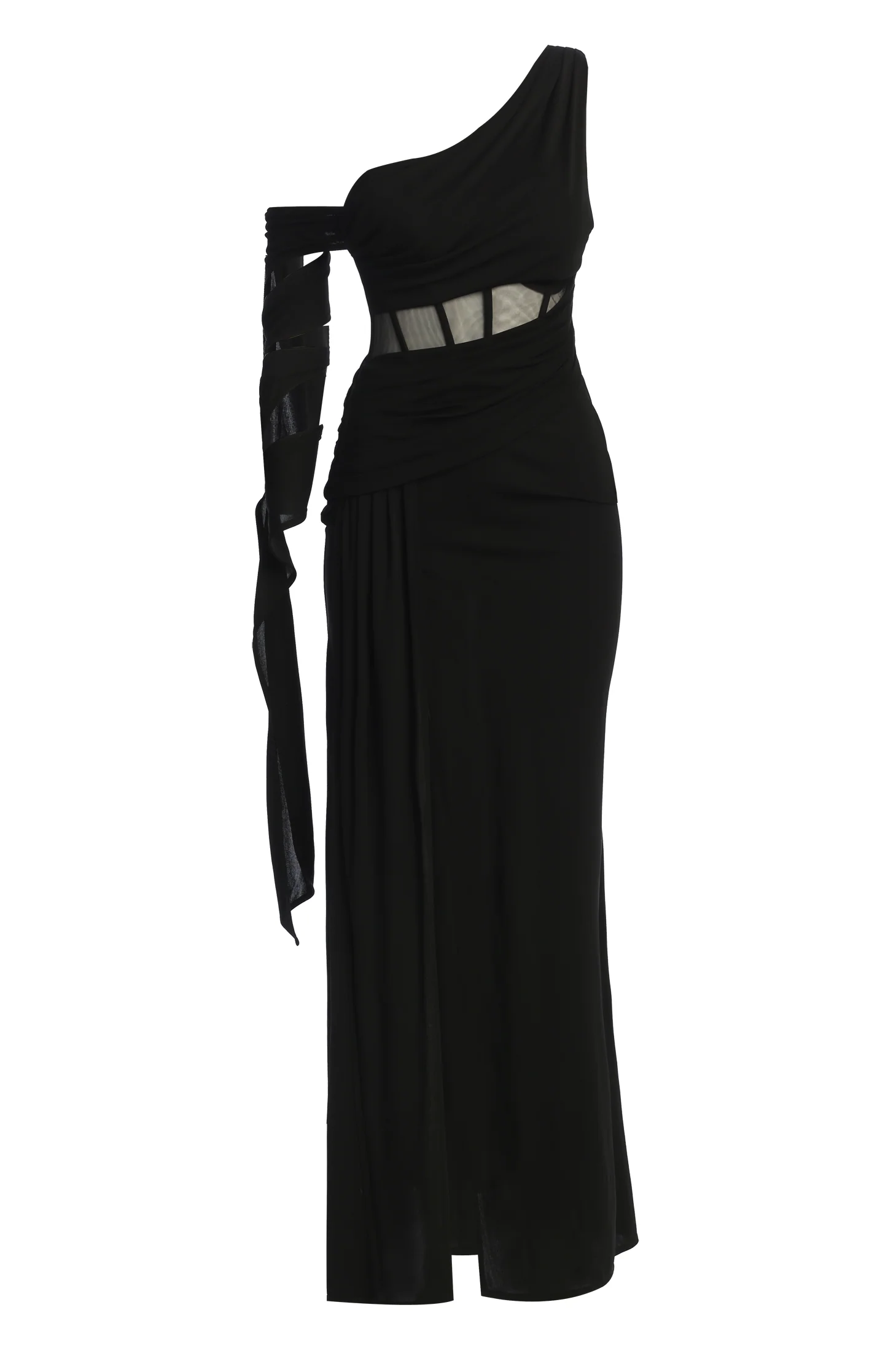 Black Naida Drape Maxi Dress - Image 5