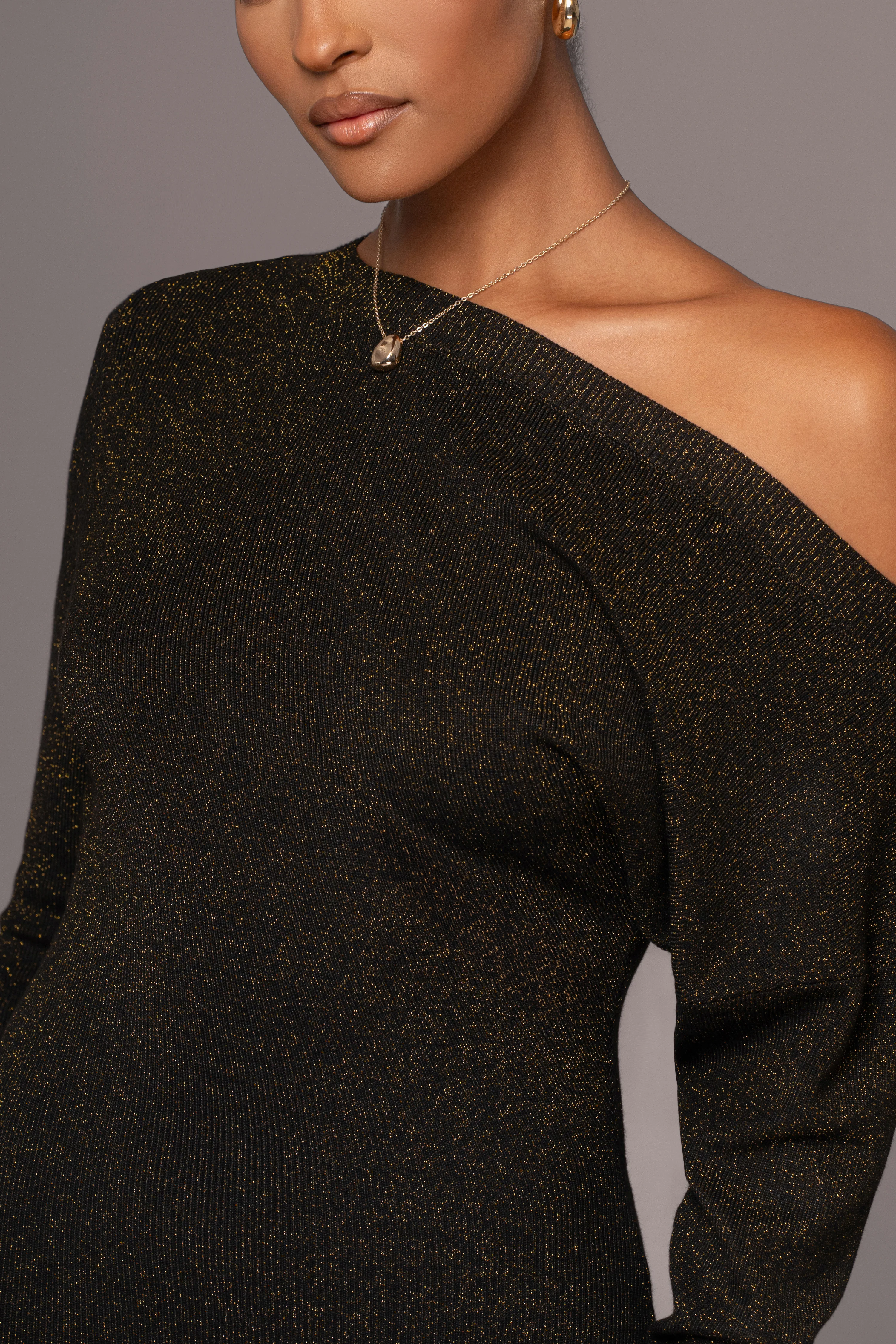 Black Night Shimmers Asymmetrical Maxi Dress - Image 6