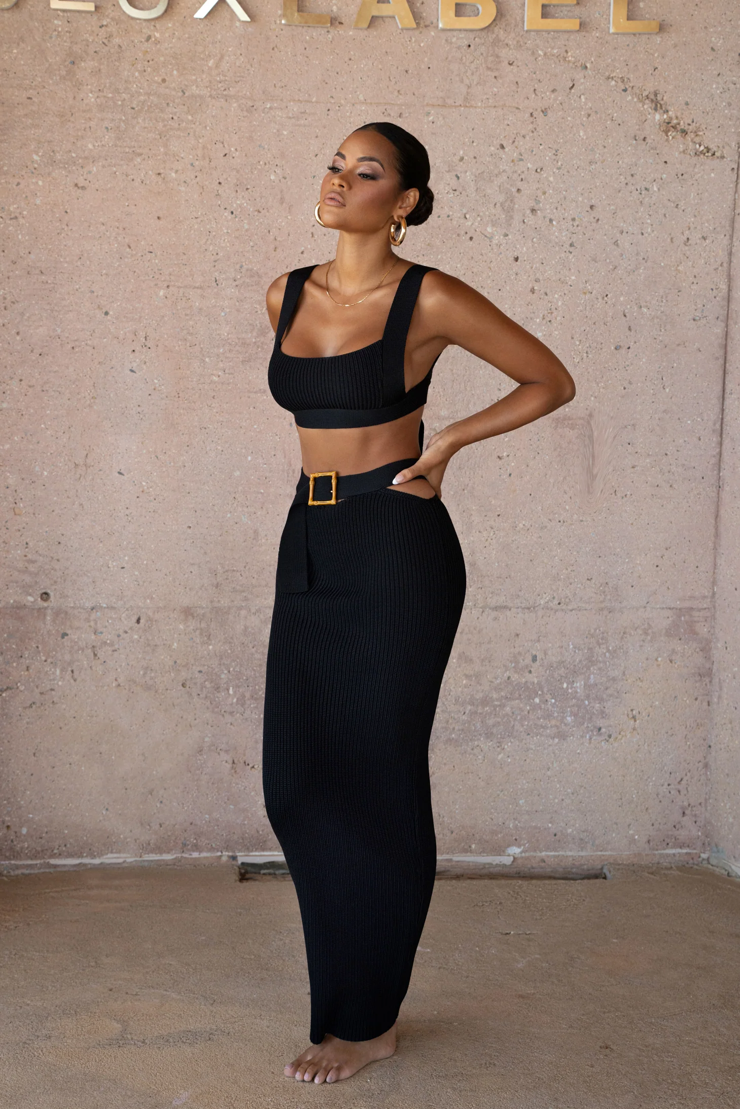Black Nikole Ribbed Skirt Set - Image 12