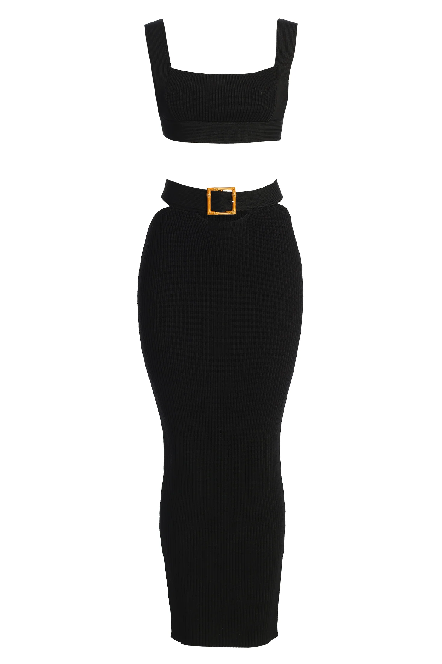 Black Nikole Ribbed Skirt Set - Image 2