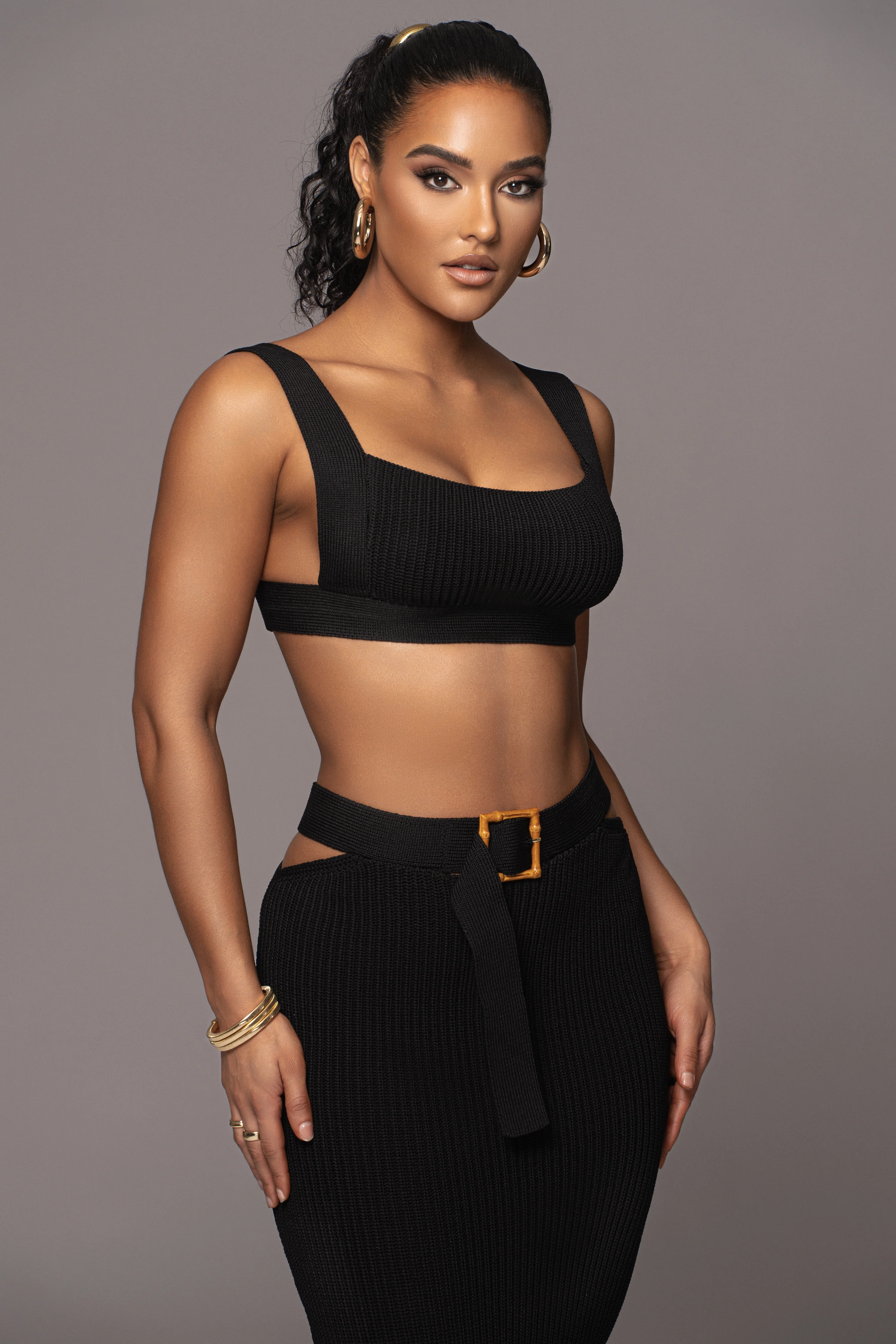 Black Nikole Ribbed Skirt Set - Image 7