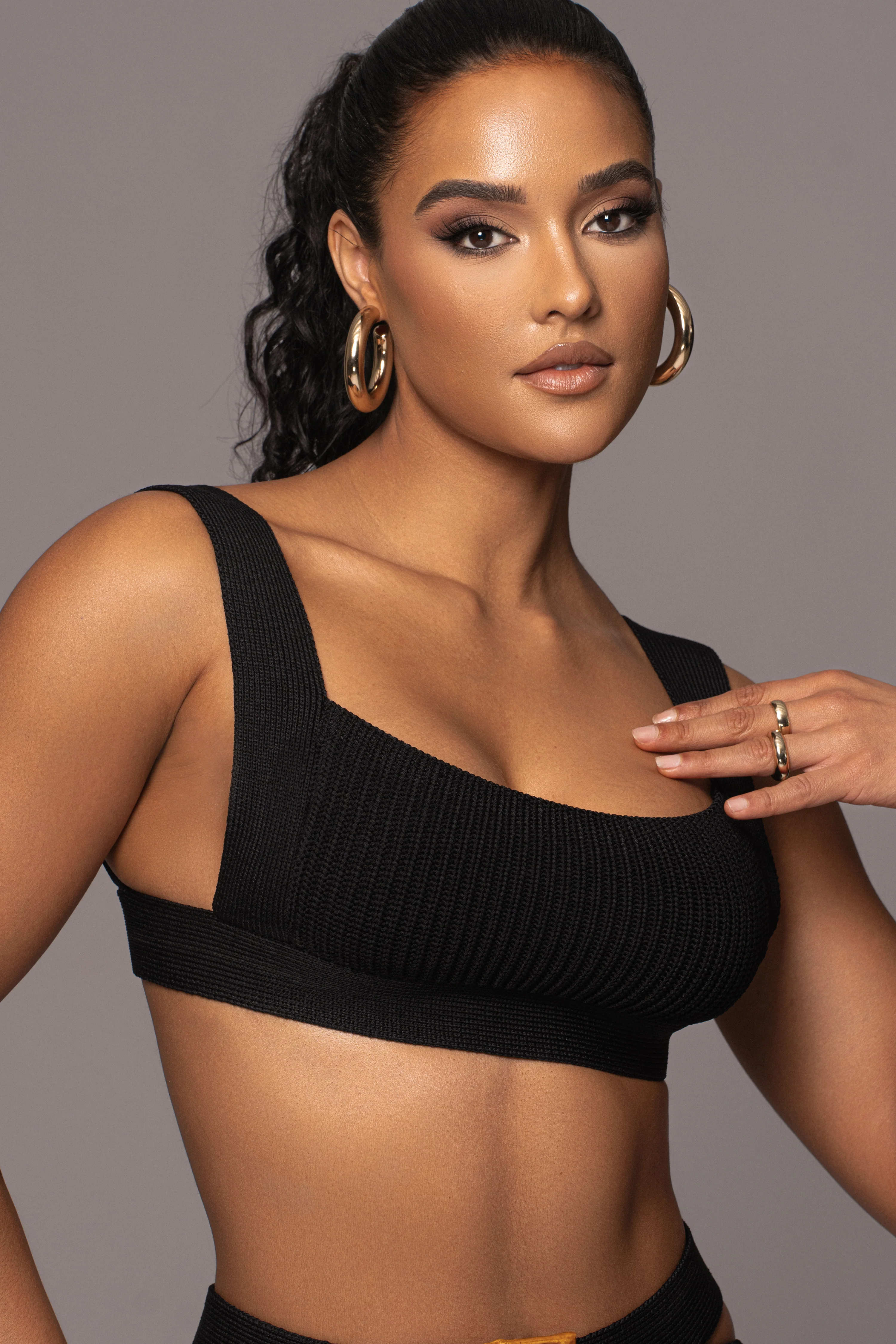 Black Nikole Ribbed Skirt Set - Image 9