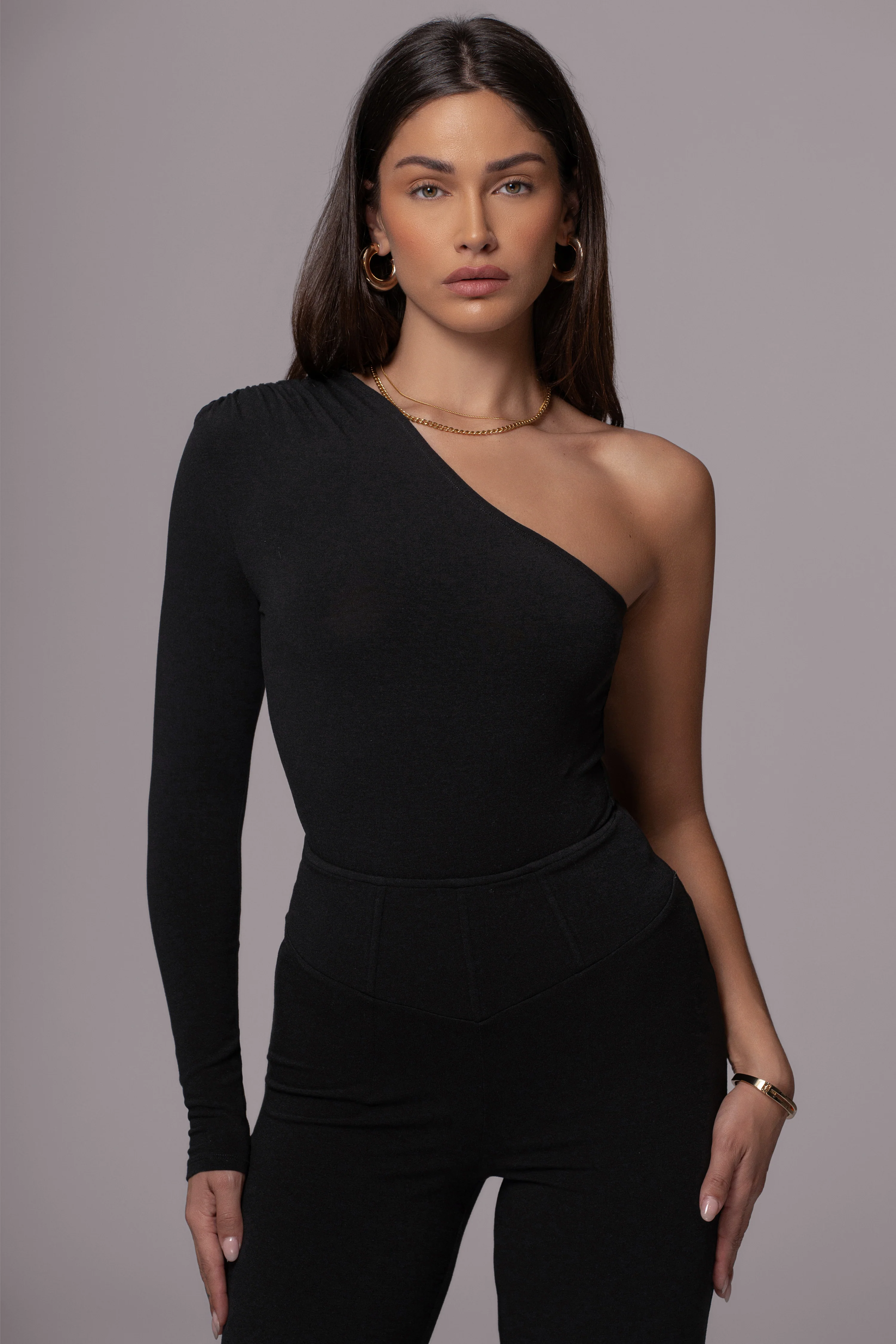 Black Nobu One Shoulder Bodysuit - Image 4