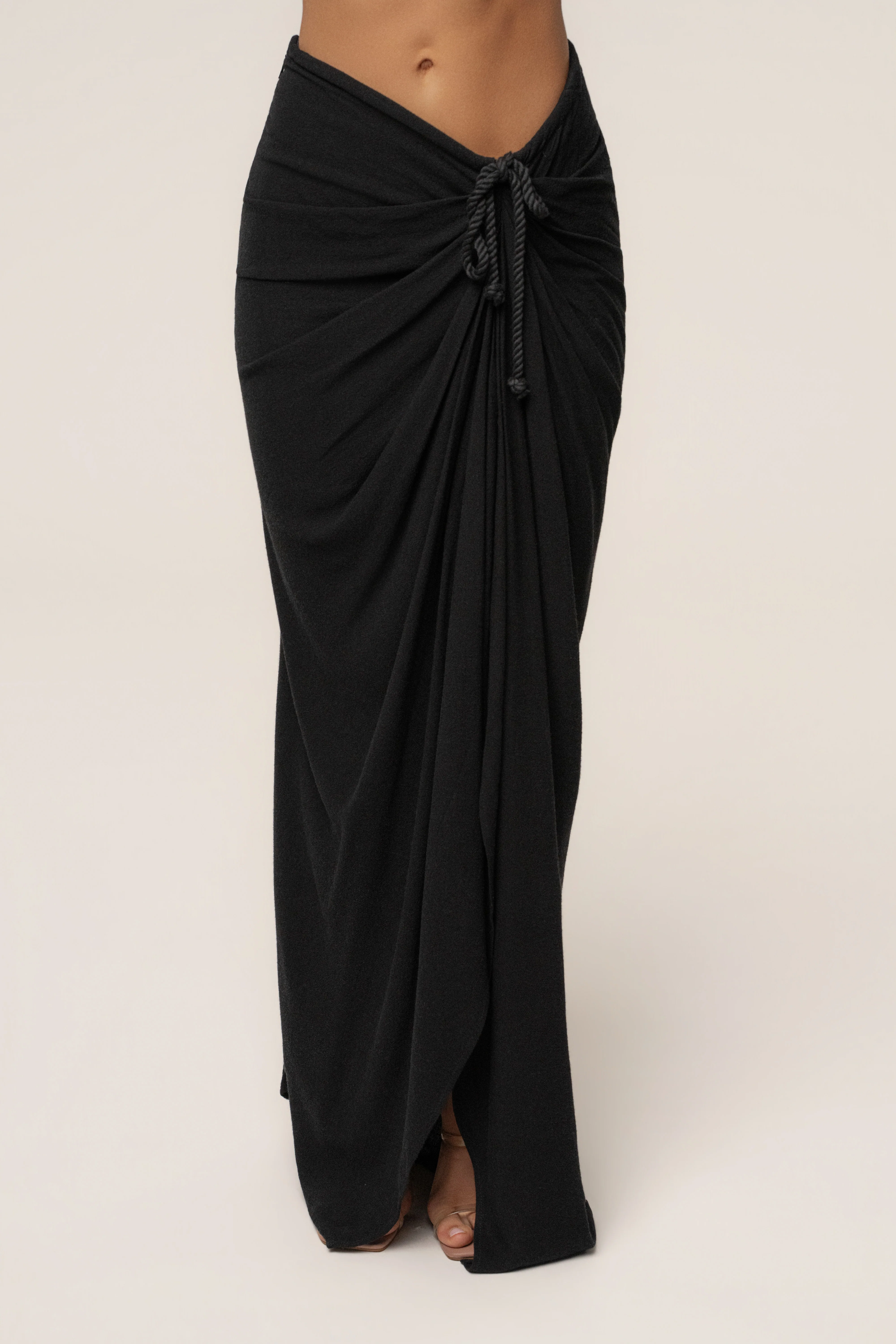 Black Noelia Linen Slit Skirt - Image 5