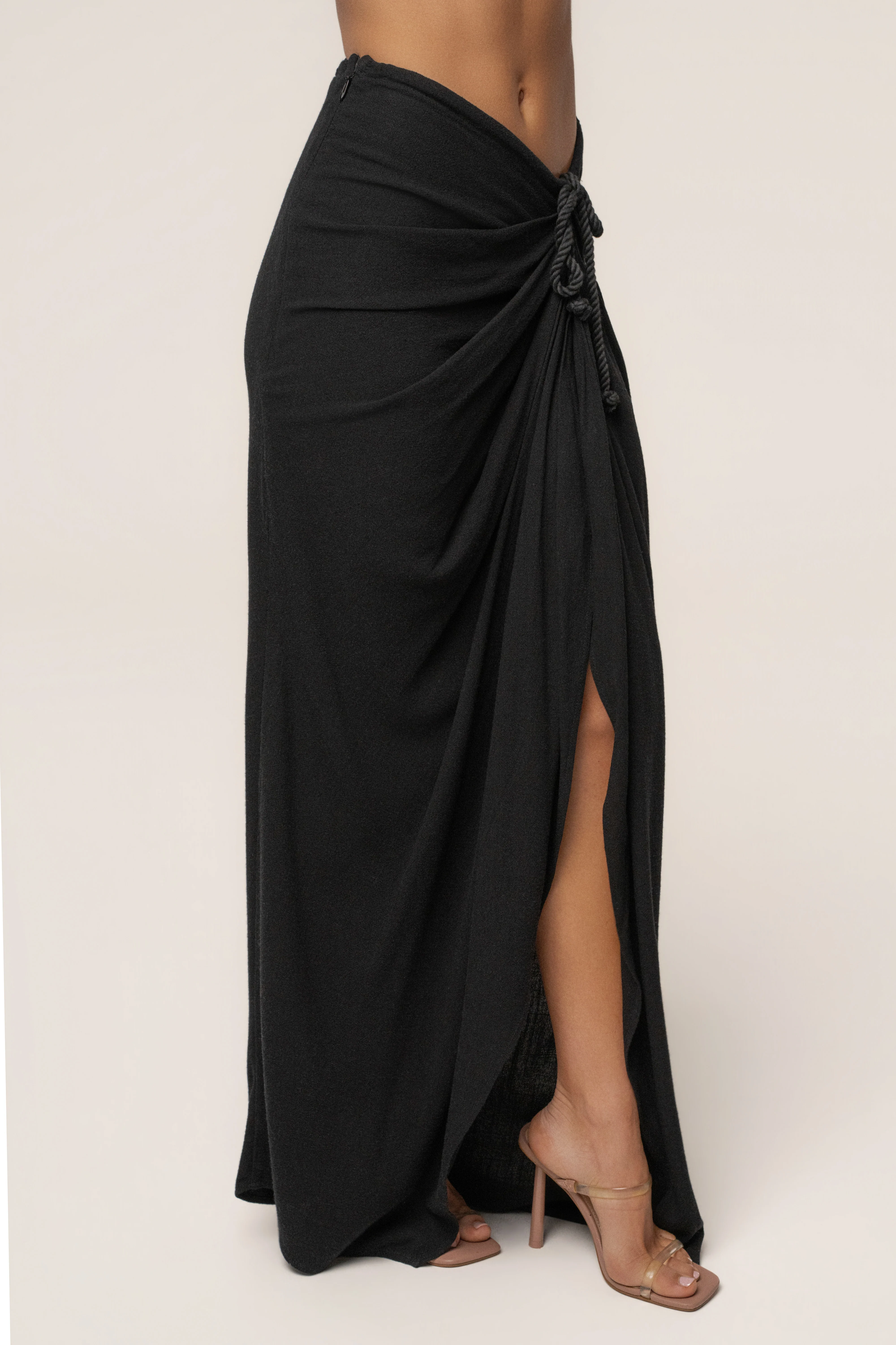 Black Noelia Linen Slit Skirt - Image 7