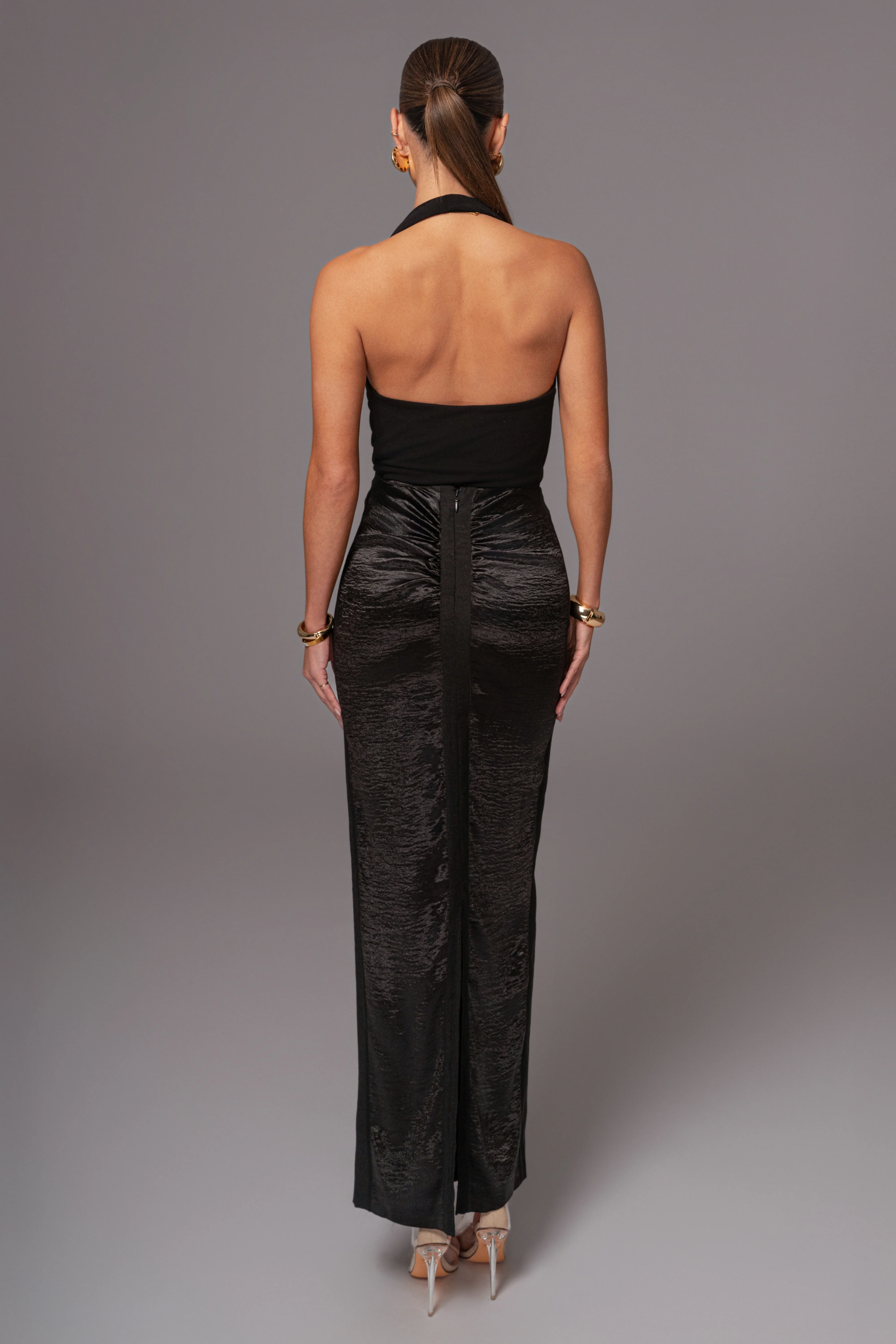Black Nora Satin Maxi Skirt - Image 10