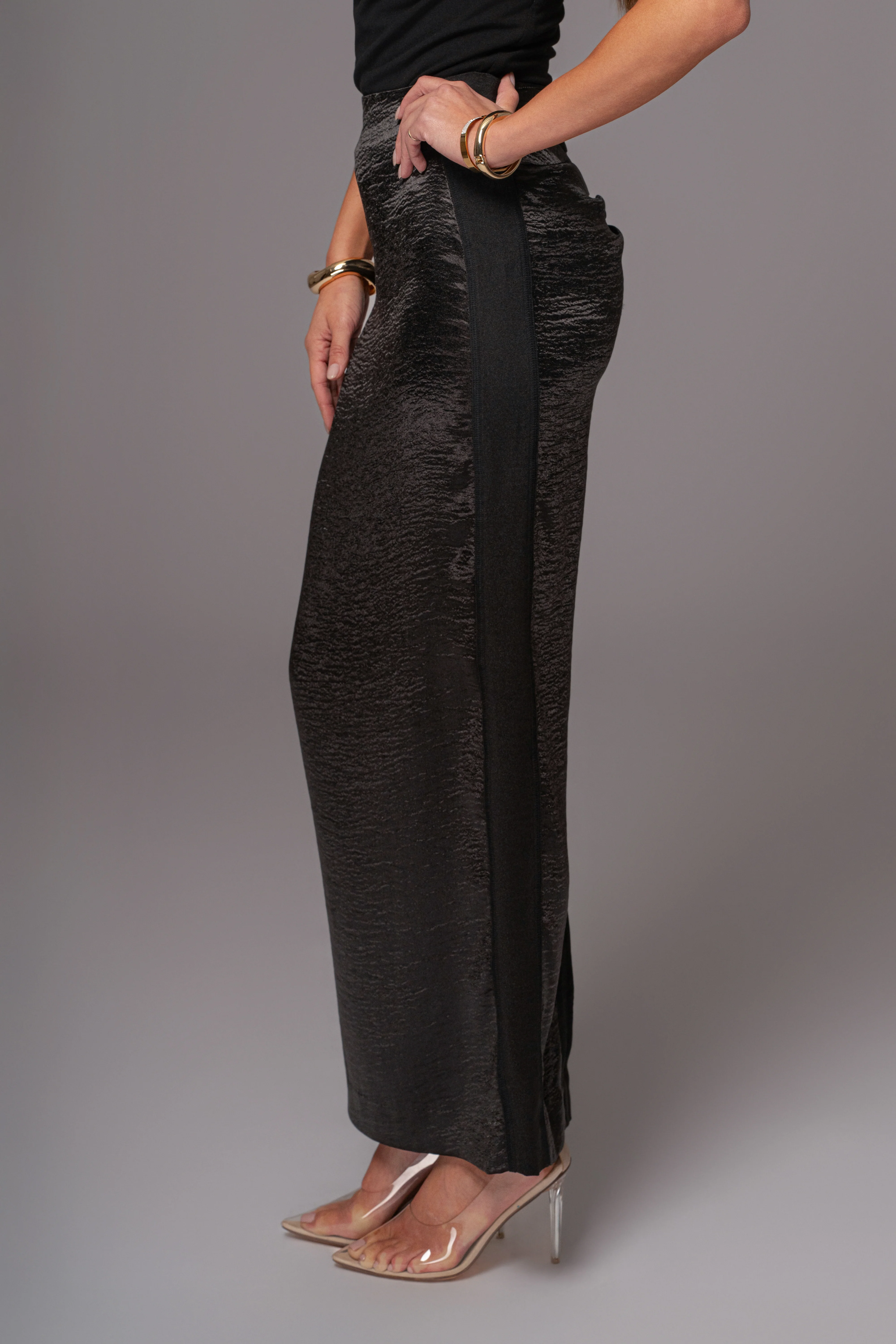 Black Nora Satin Maxi Skirt - Image 9