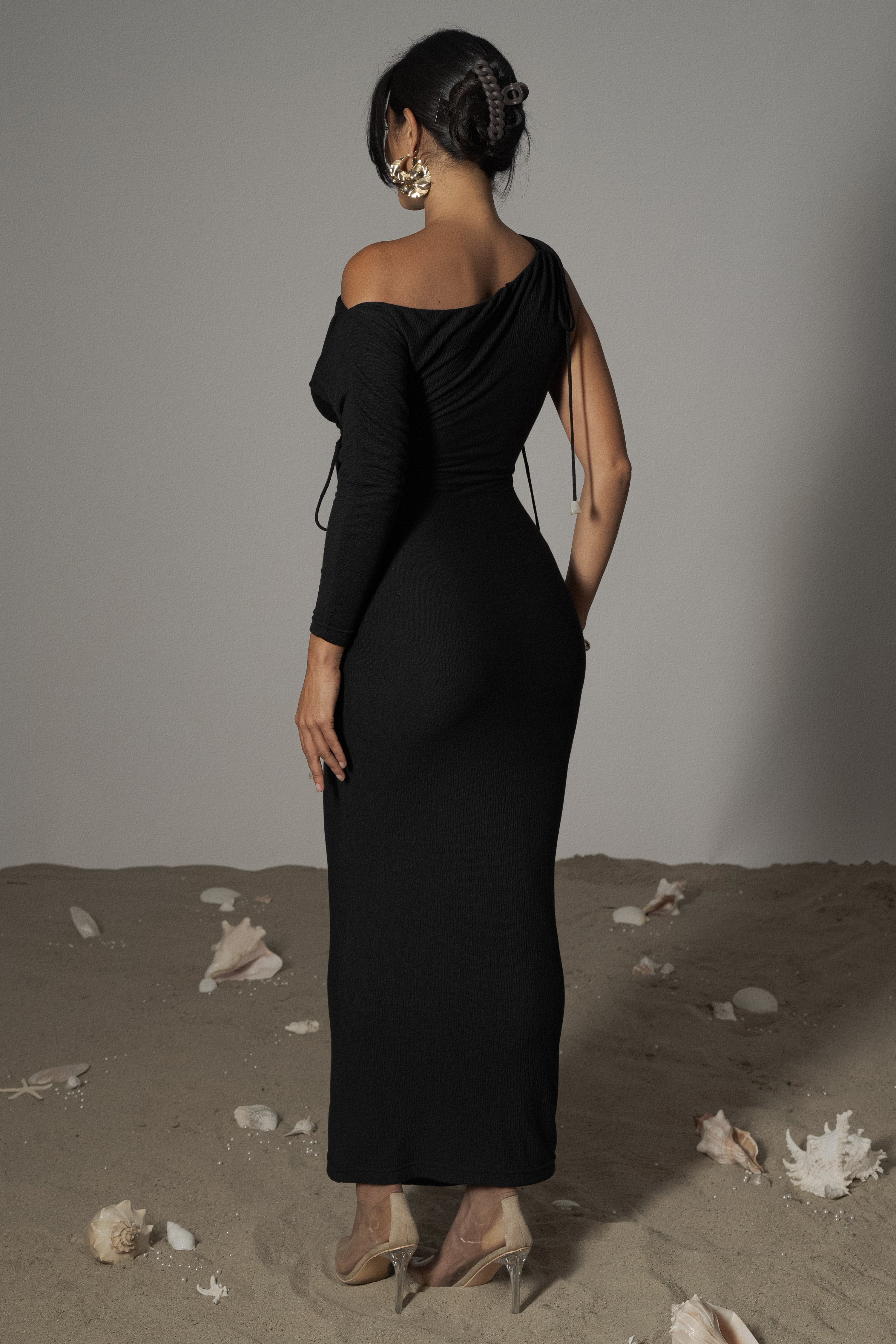Black Odelia Crinkled Maxi Dress - Image 4
