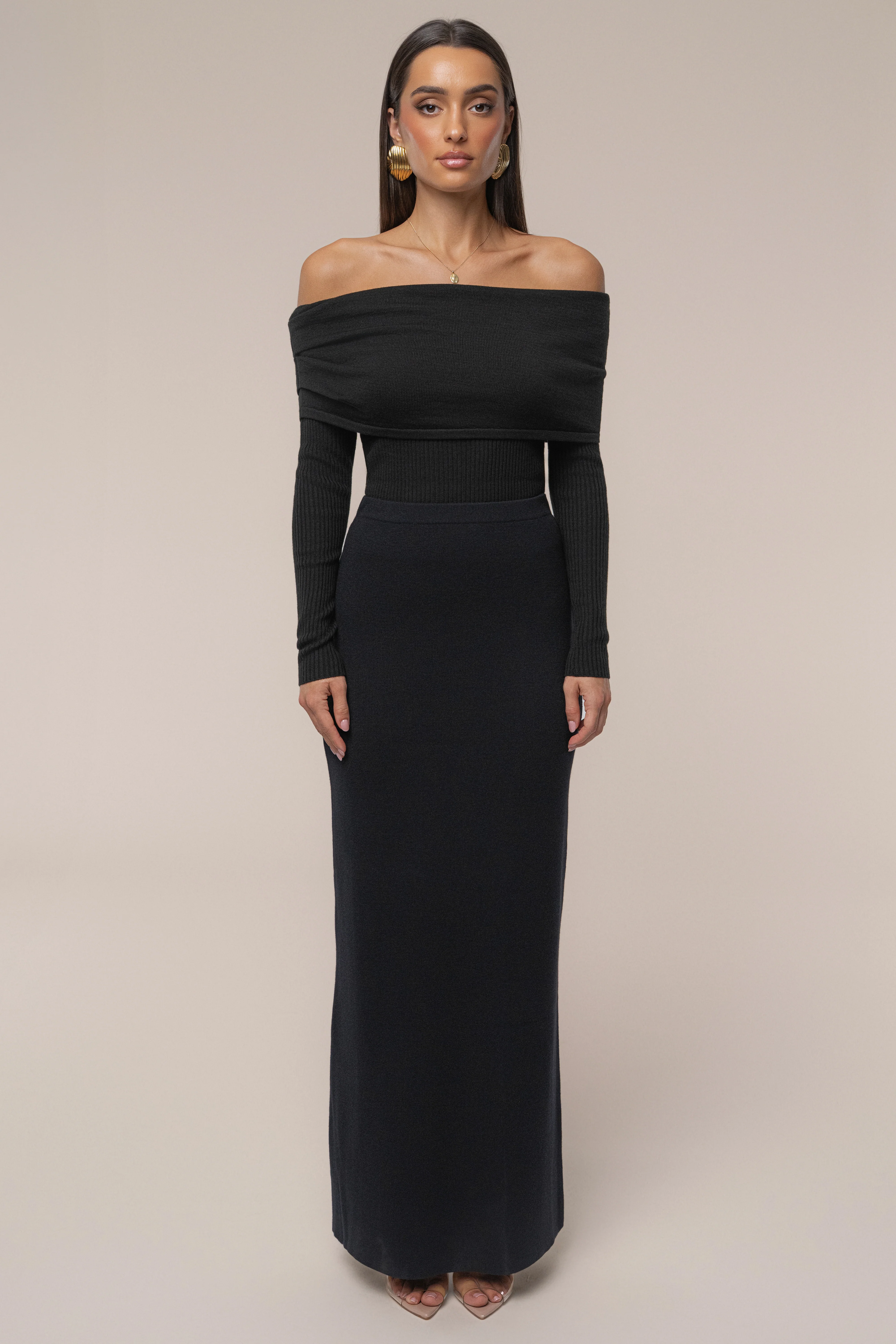 Black Off The Shoulder Knit Top - Image 3