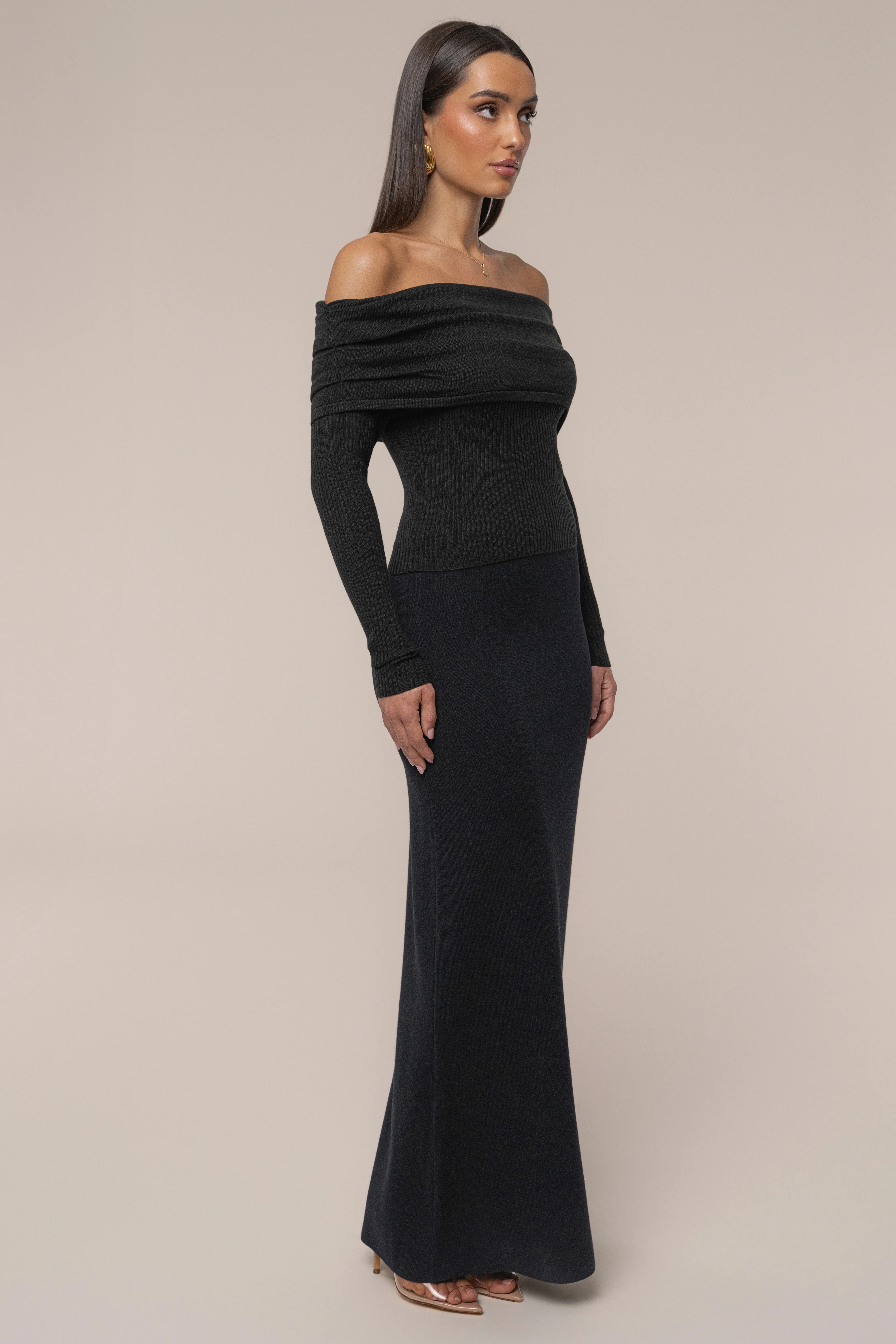 Black Off The Shoulder Knit Top - Image 6