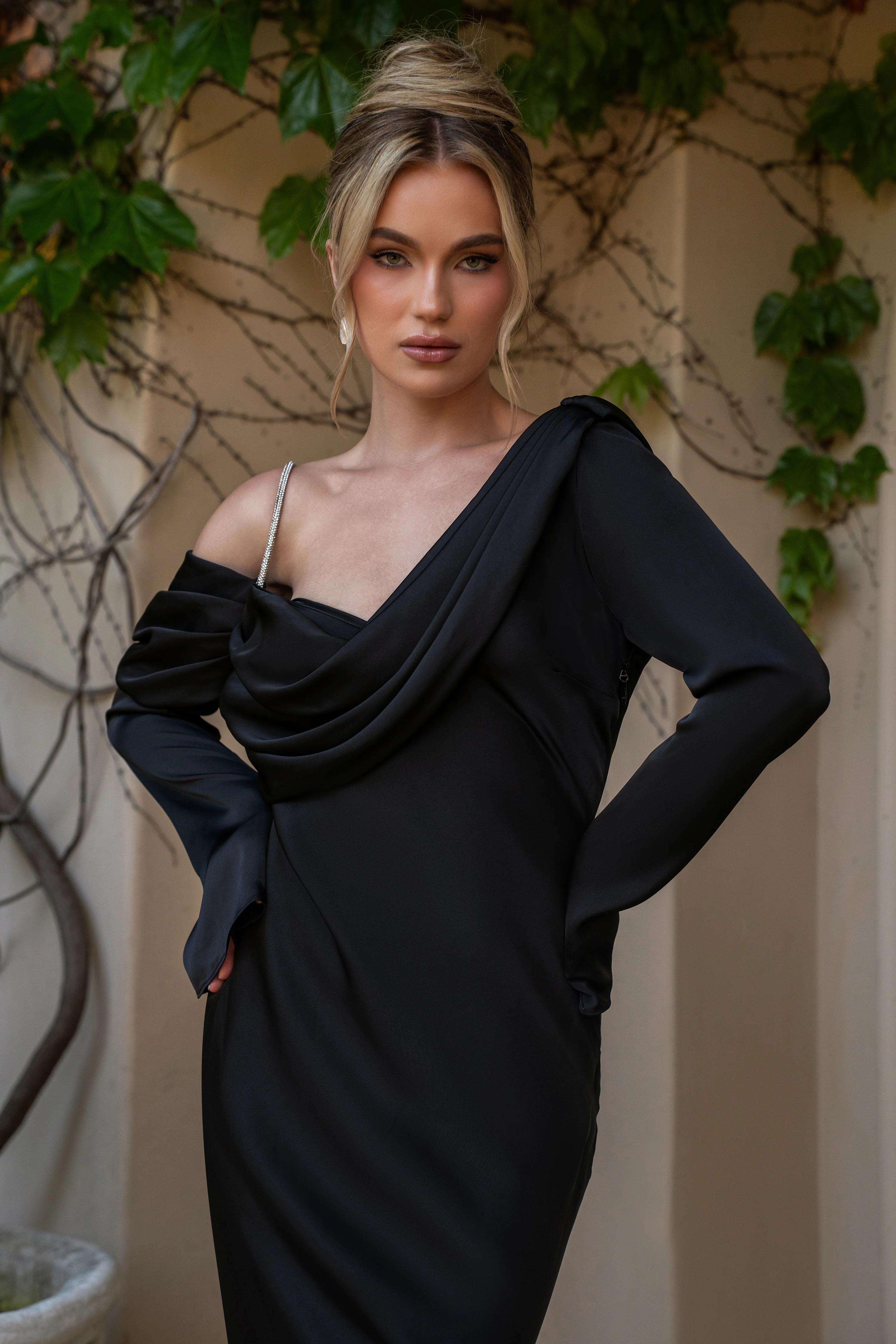 Black One And Only Satin Dress - Image 4