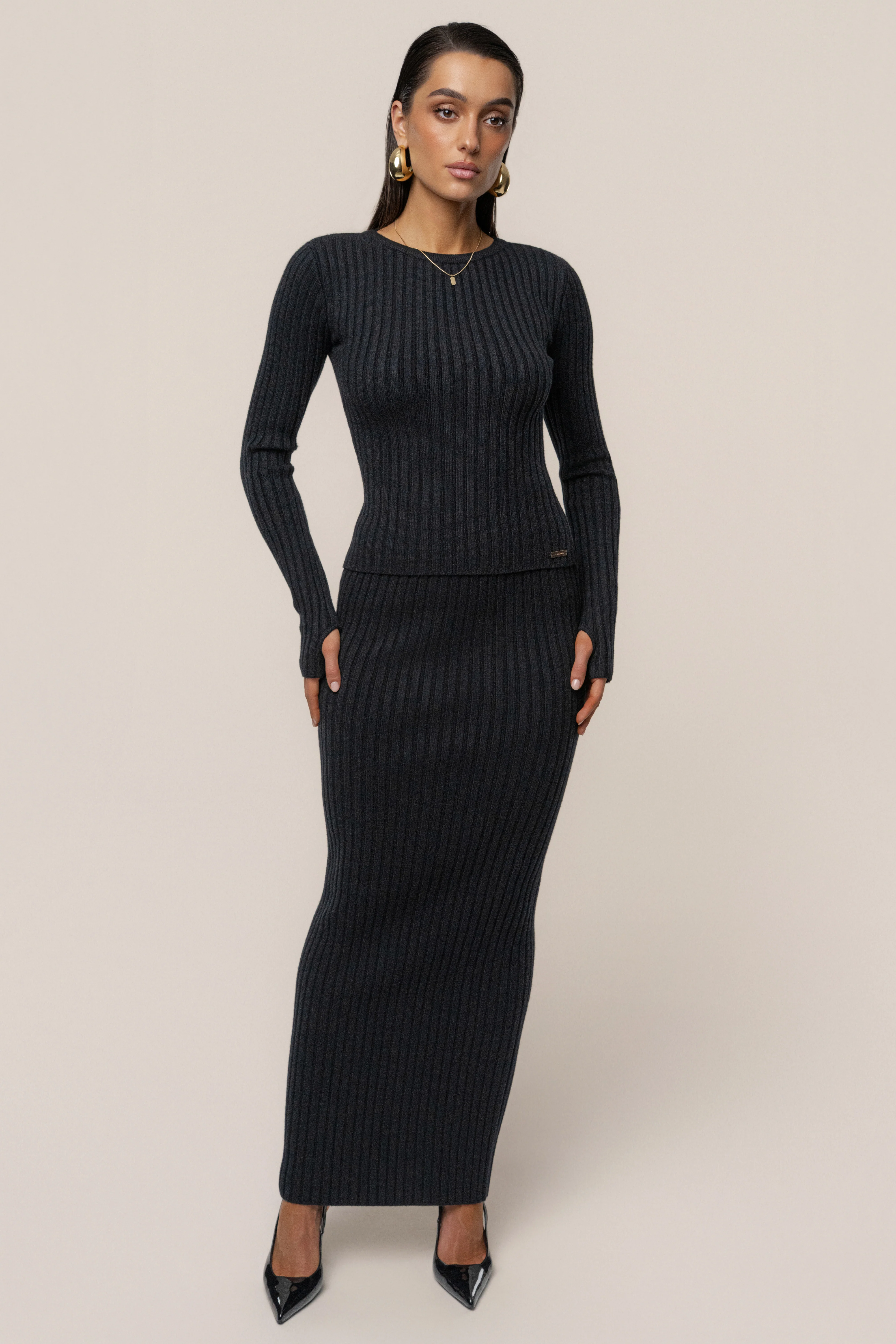 Black Overcast Ribbed Top - Image 2