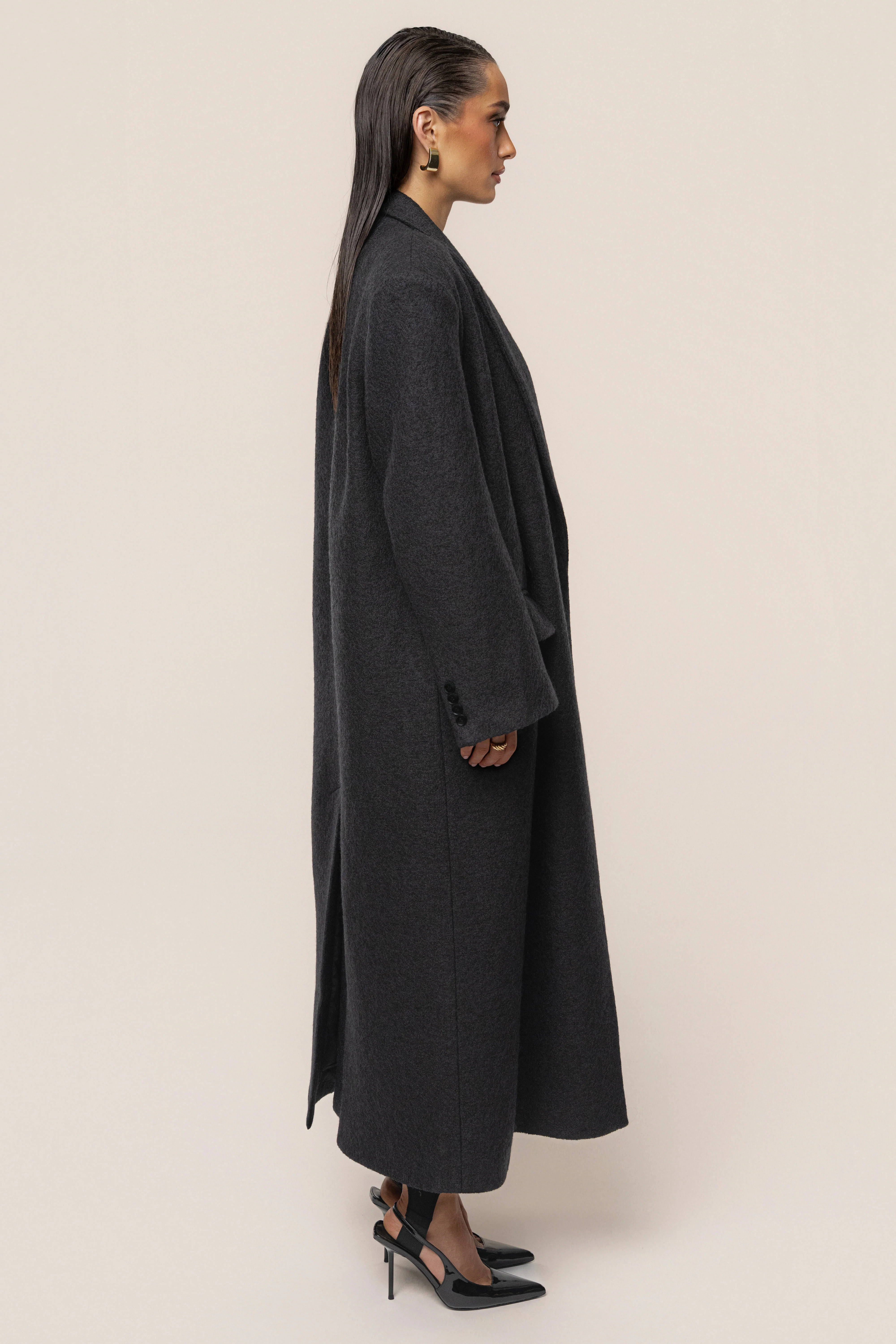 Black Oversize Double Breasted Coat - Image 9