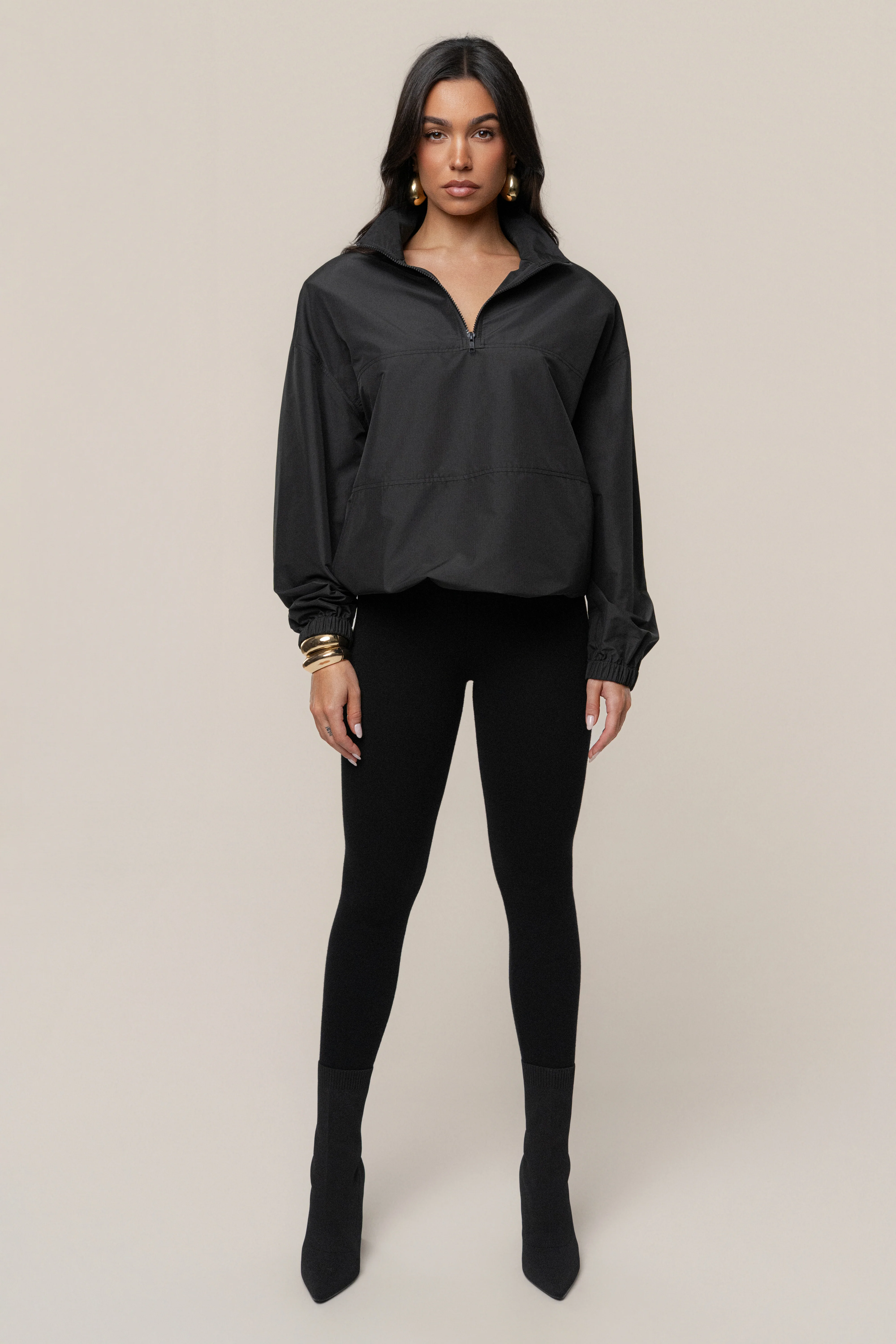Black Oversized Funnel Jacket - Image 2