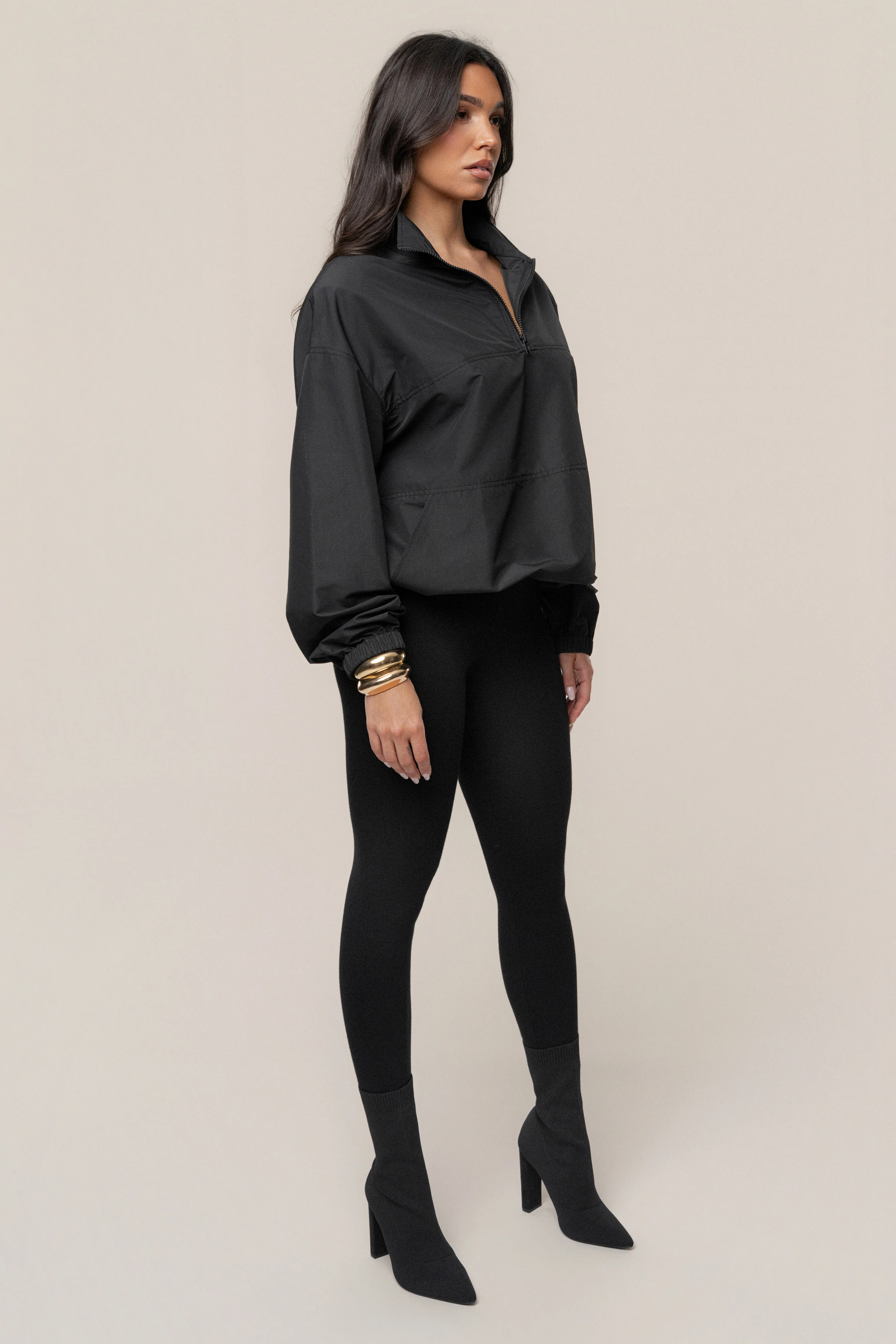 Black Oversized Funnel Jacket - Image 4
