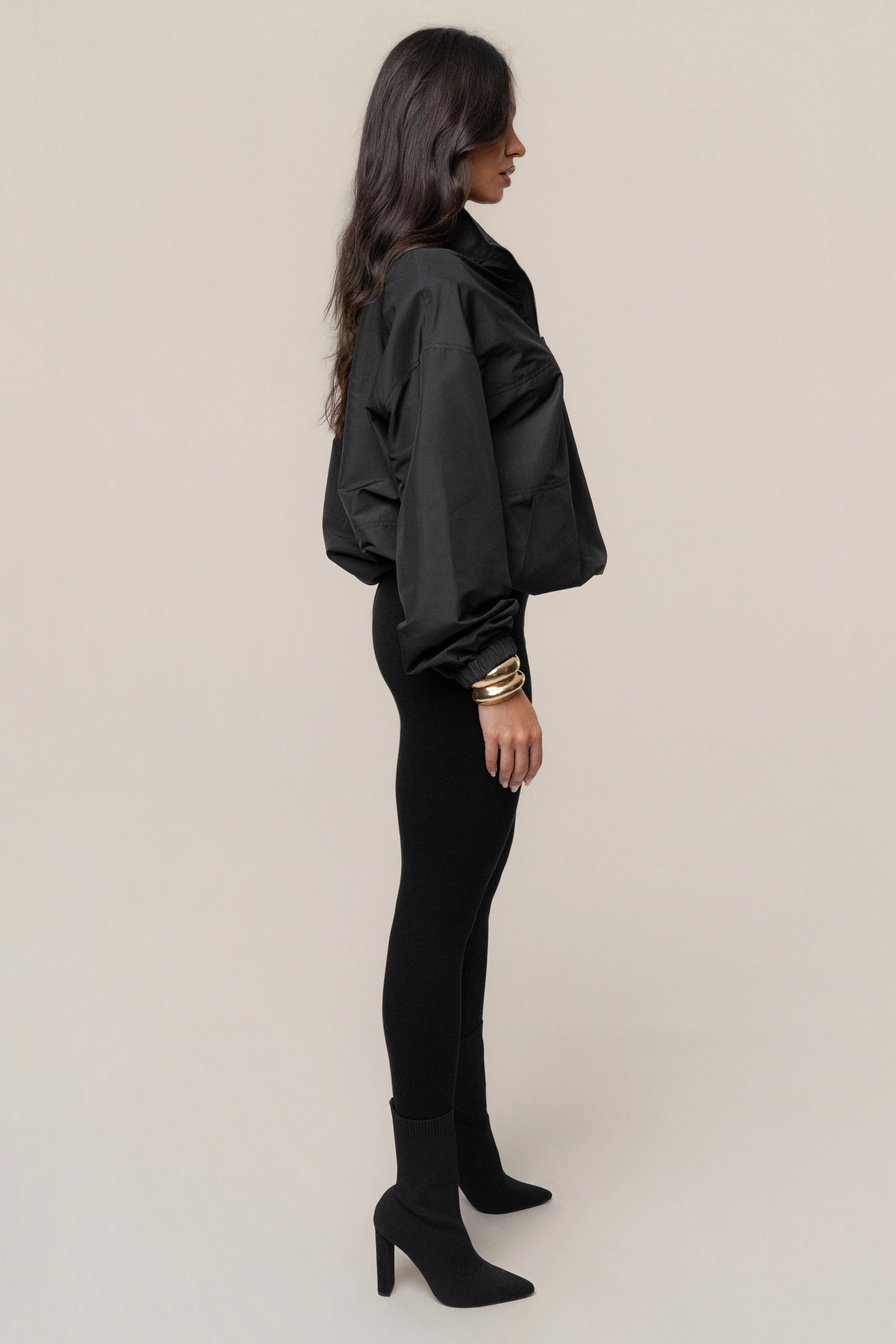 Black Oversized Funnel Jacket - Image 6
