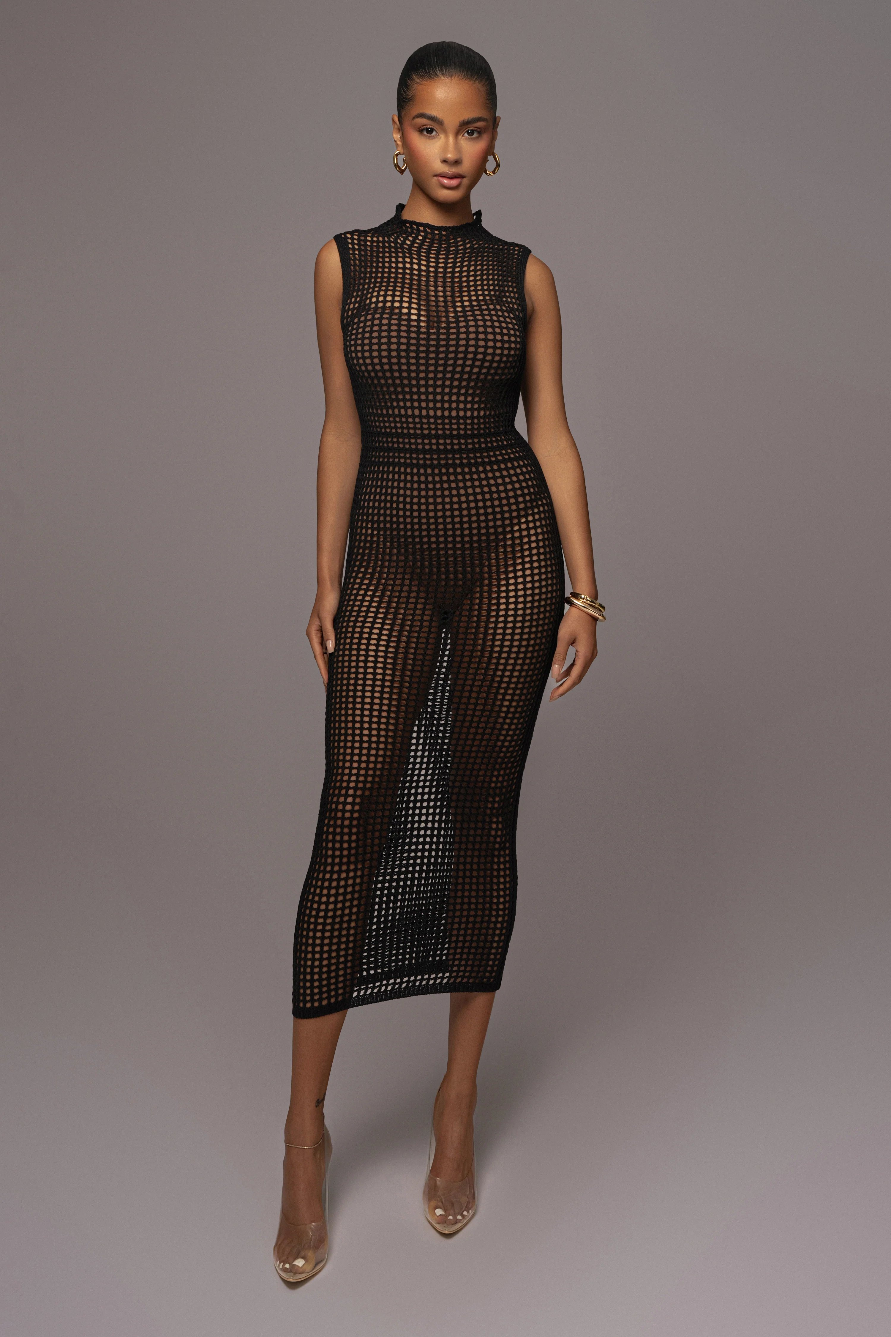 Black Pacific Tides Crochet Maxi Dress - Image 2