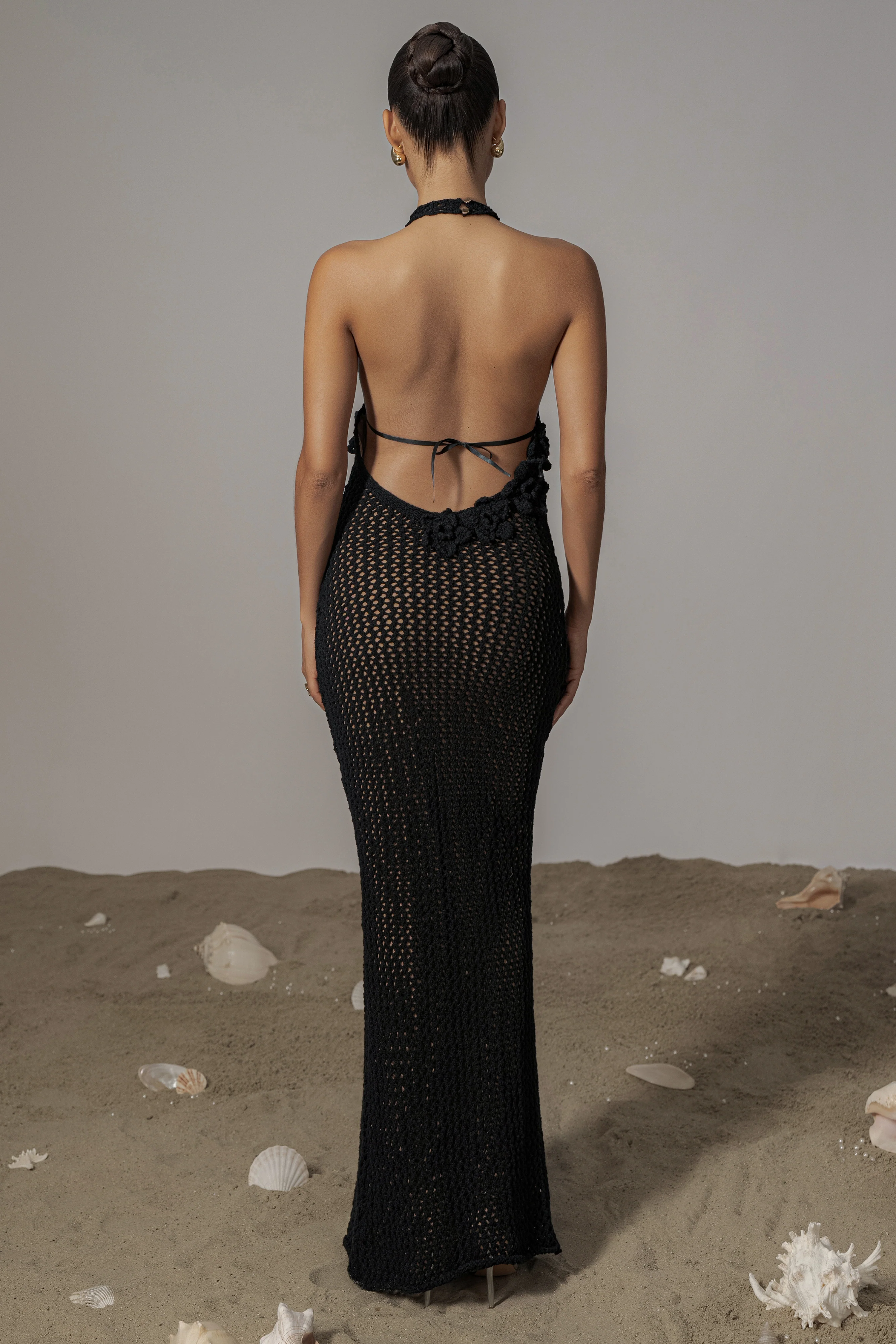 Black Paradise Crochet Maxi Dress - Image 8