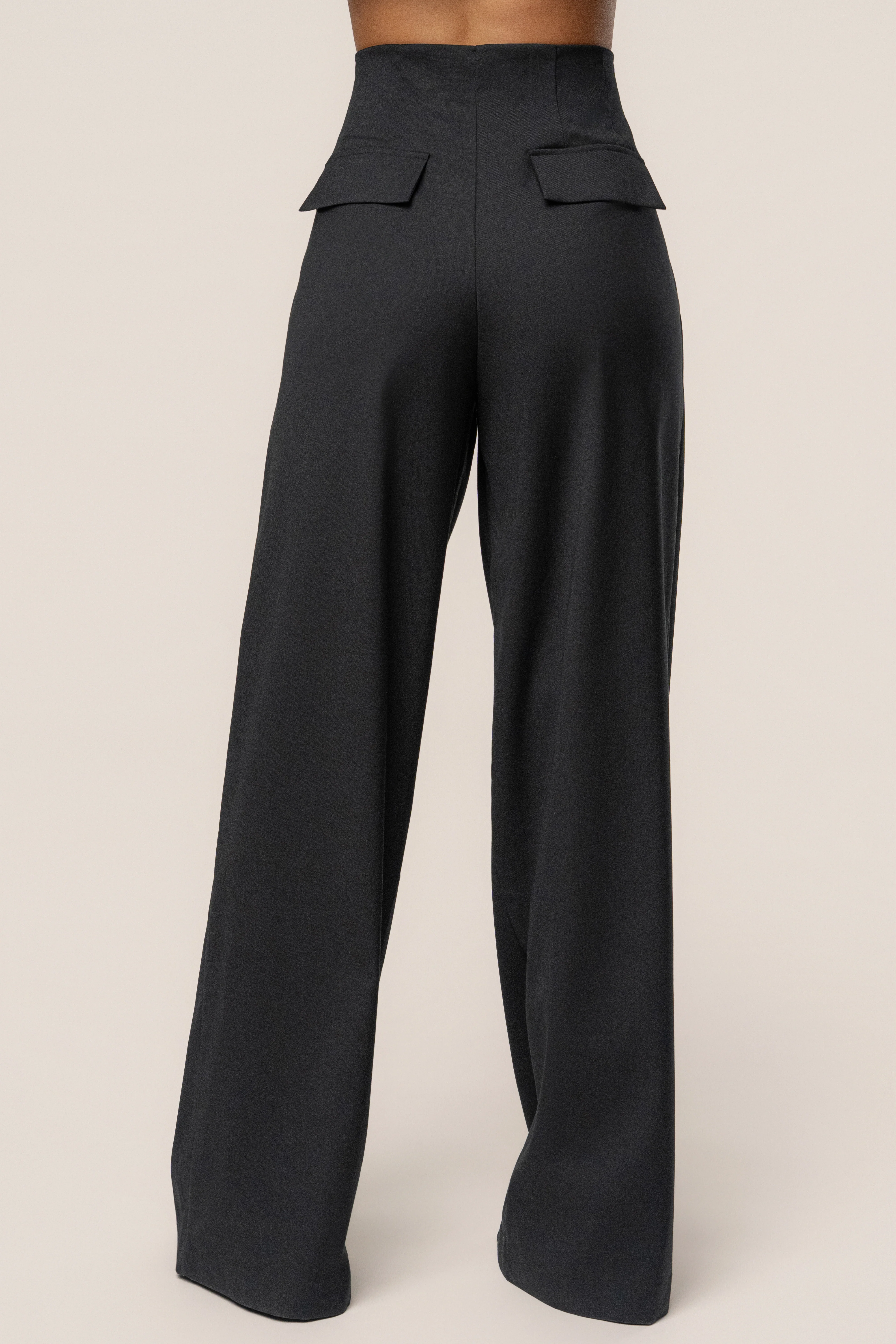 Black Polished Pleat Trouser - Image 6