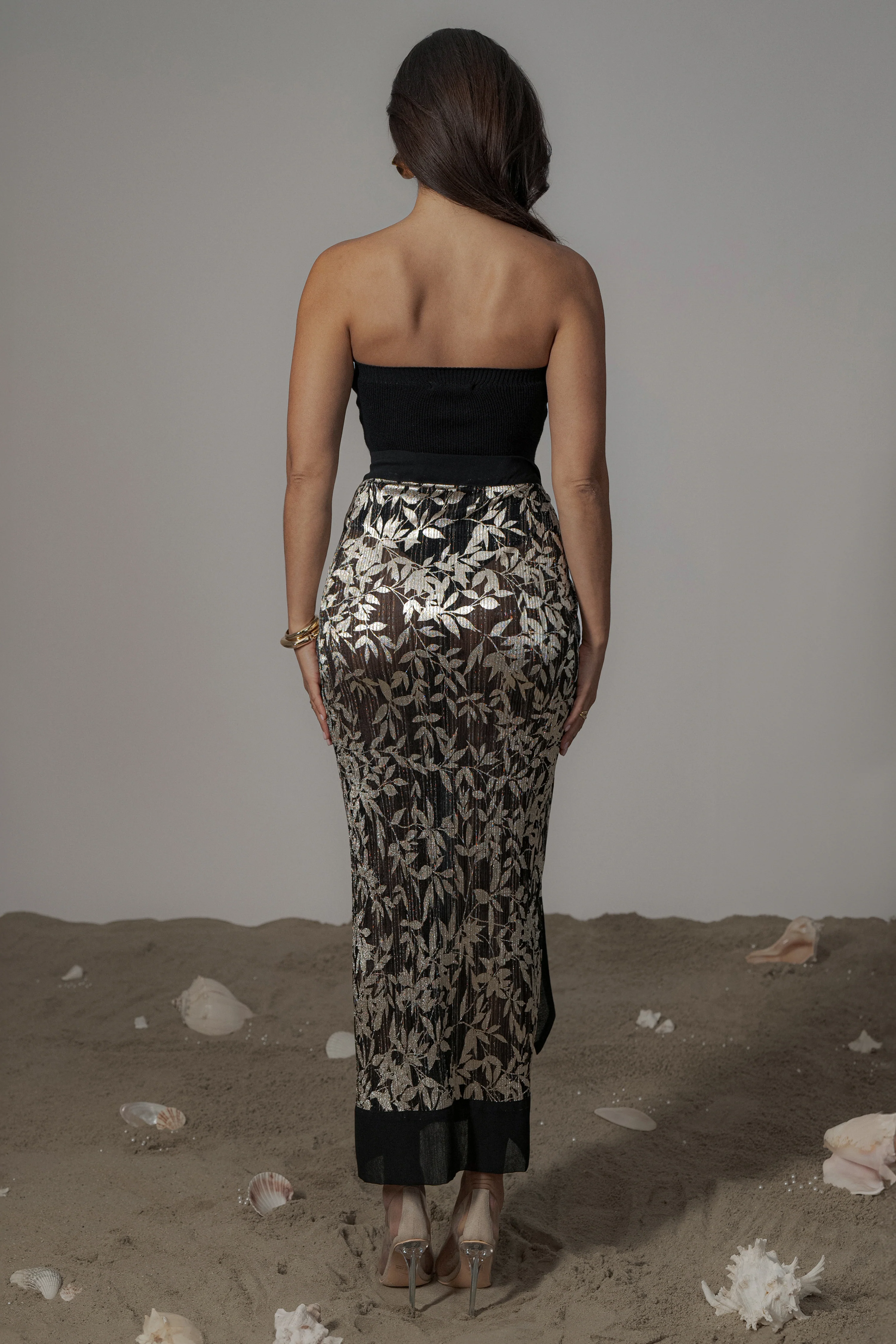 Black Positano Printed Sarong Skirt - Image 8