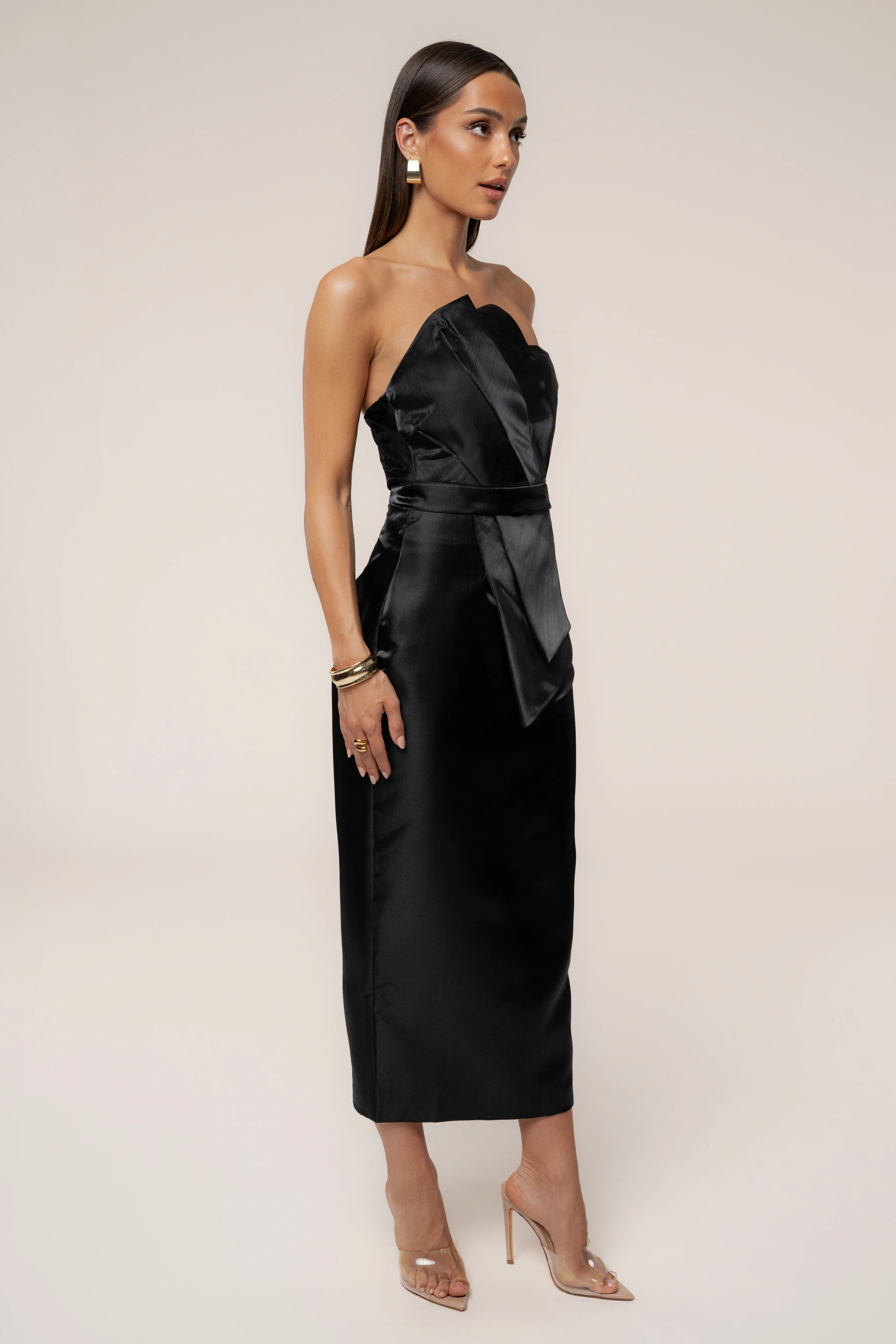 Black Reception Pleated Midi Skirt - Image 5