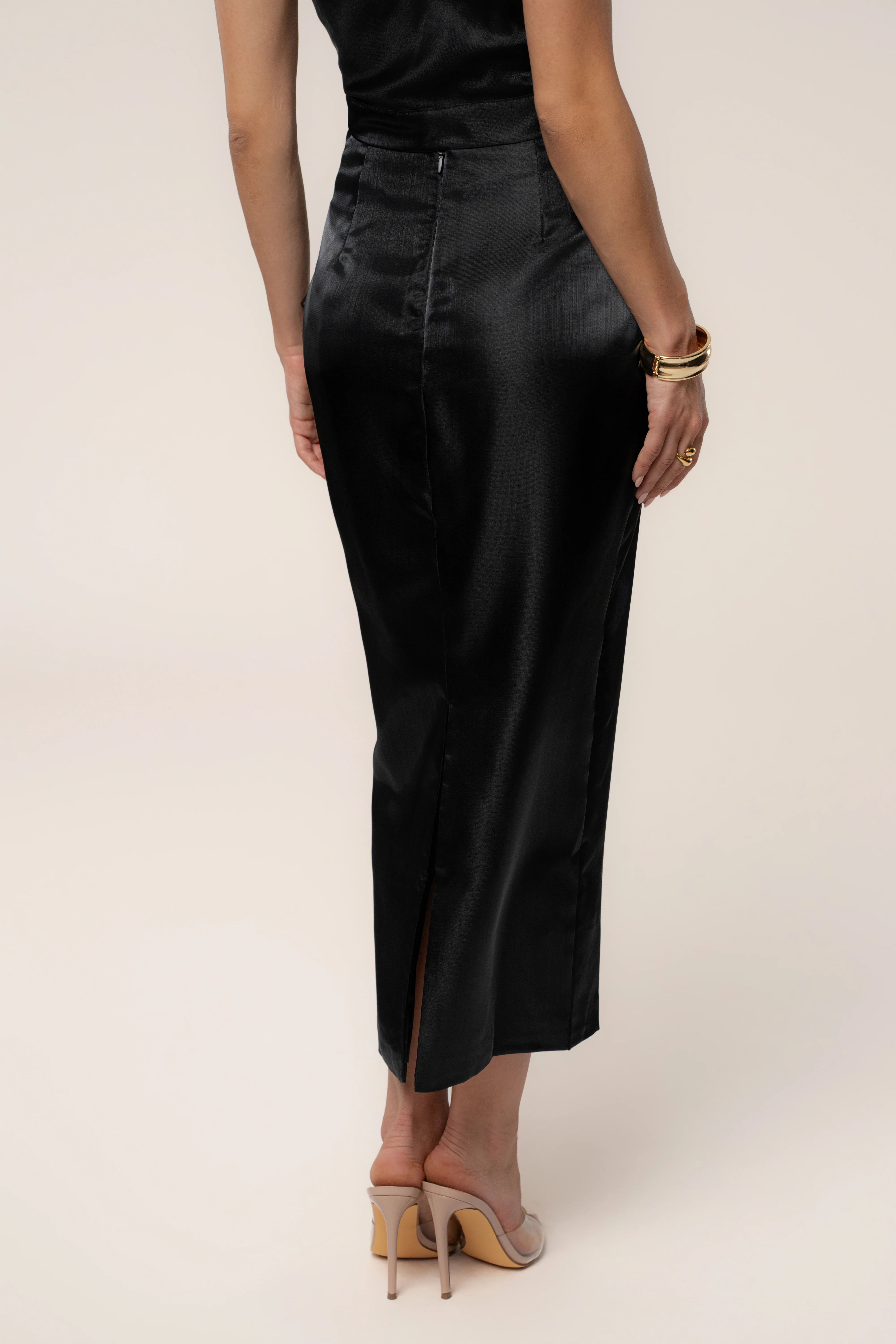 Black Reception Pleated Midi Skirt - Image 7