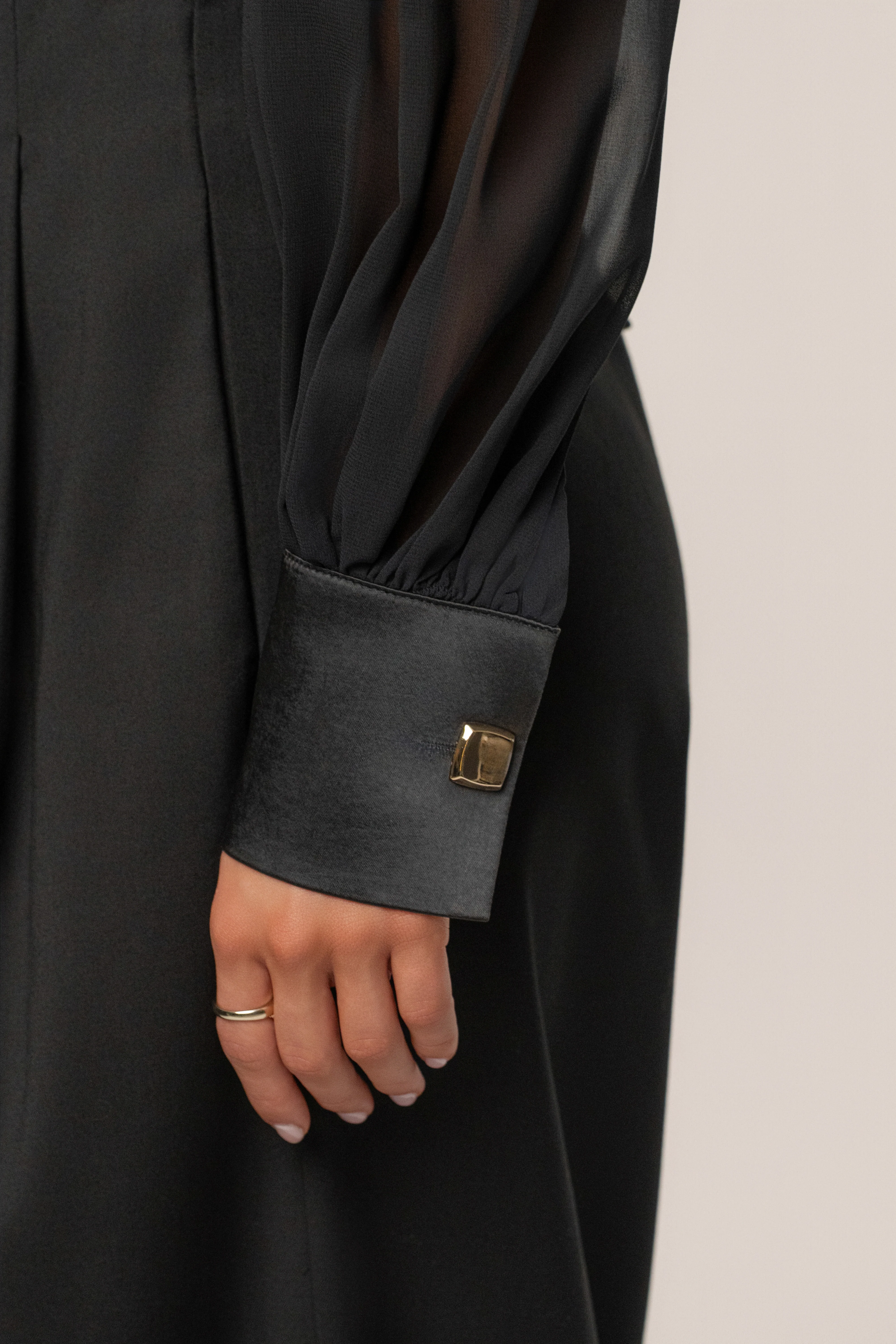 Black Refined Pleated Chiffon Top - Image 8