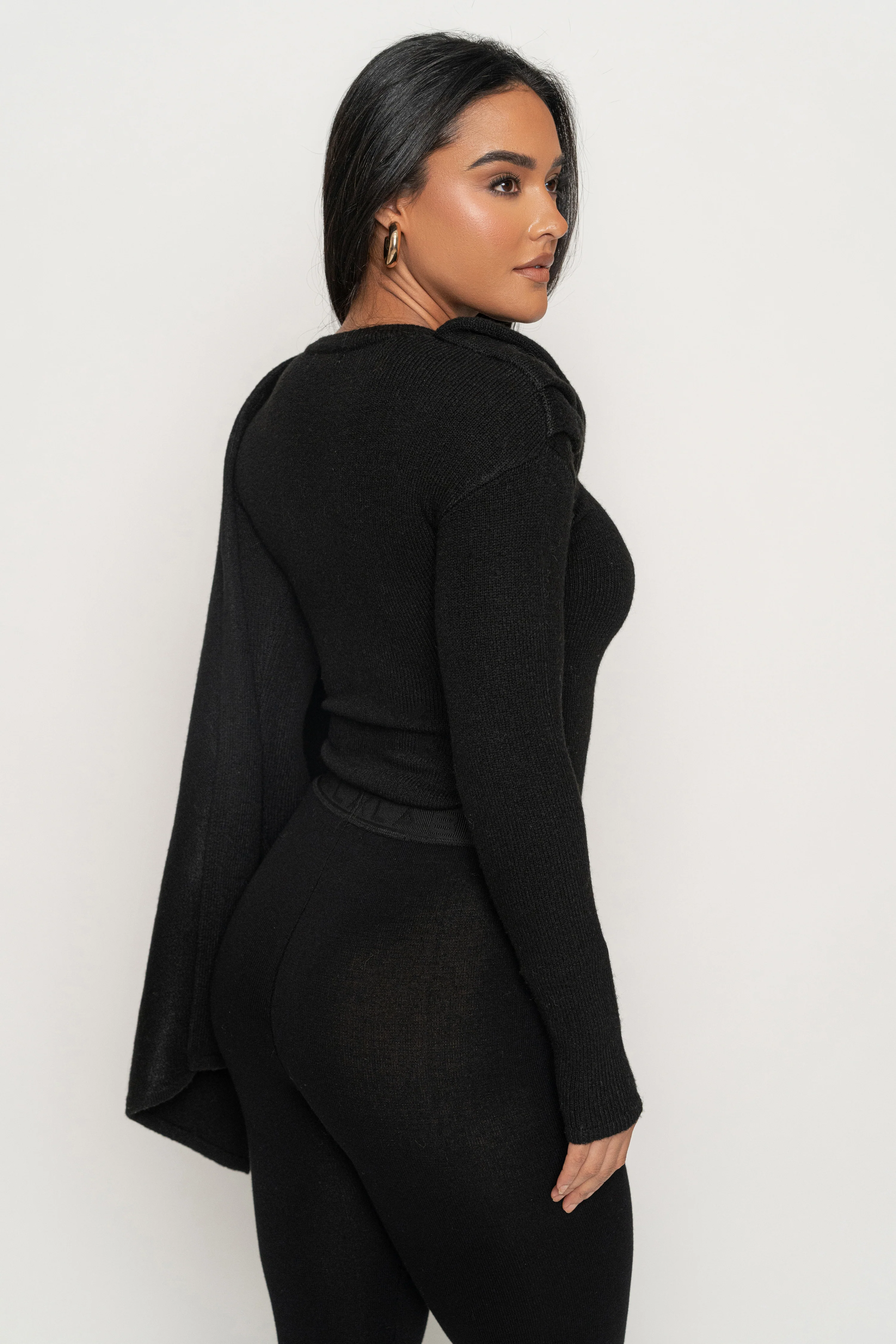 Black Ribbed Scarf Top - Image 13