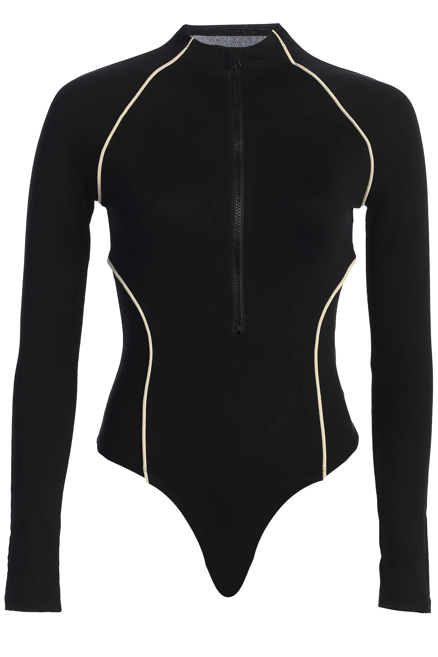Black Rise Up Zip Front Bodysuit - Image 3