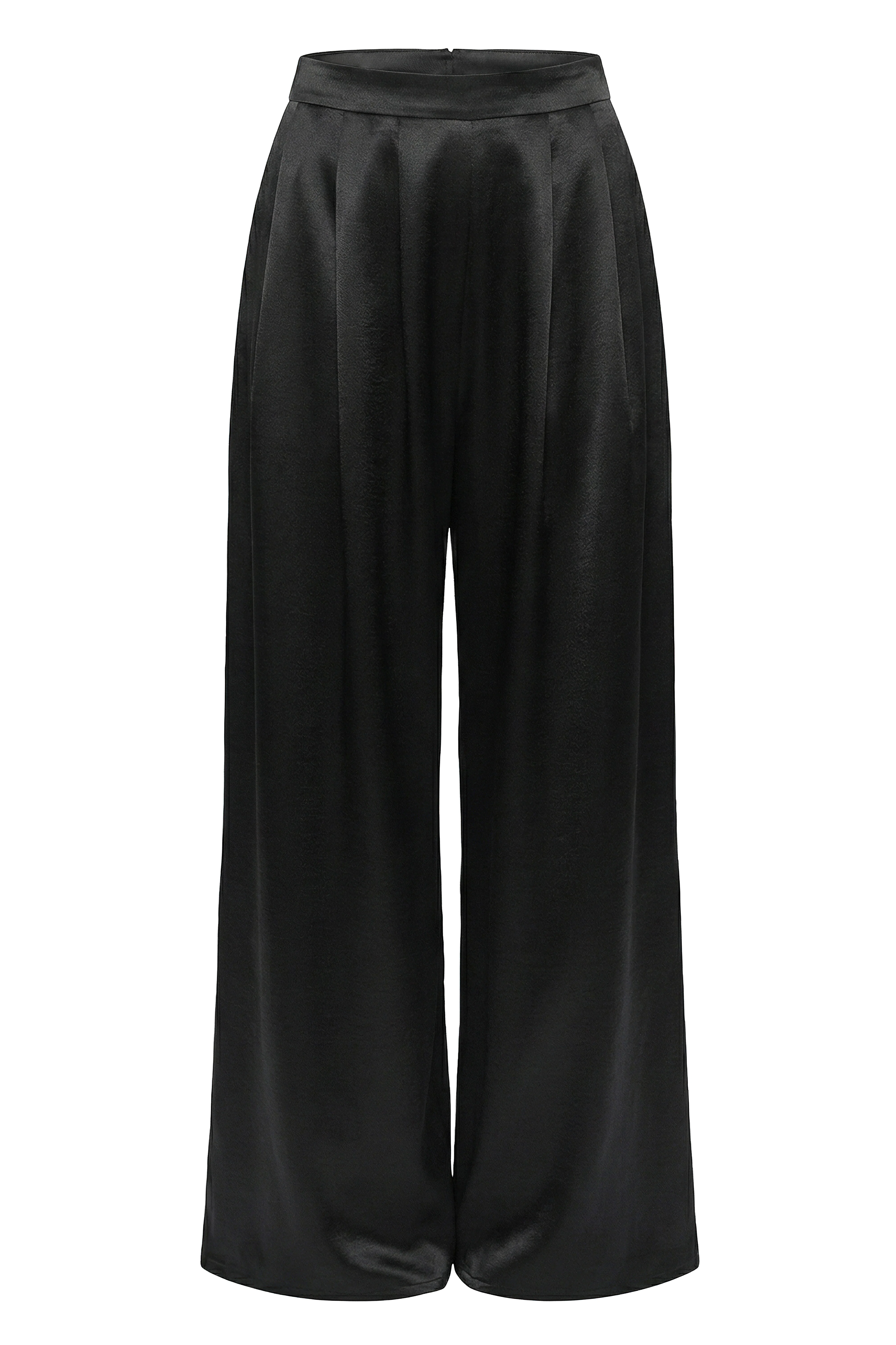 Black Satin Bliss Pleated Pant - Image 4