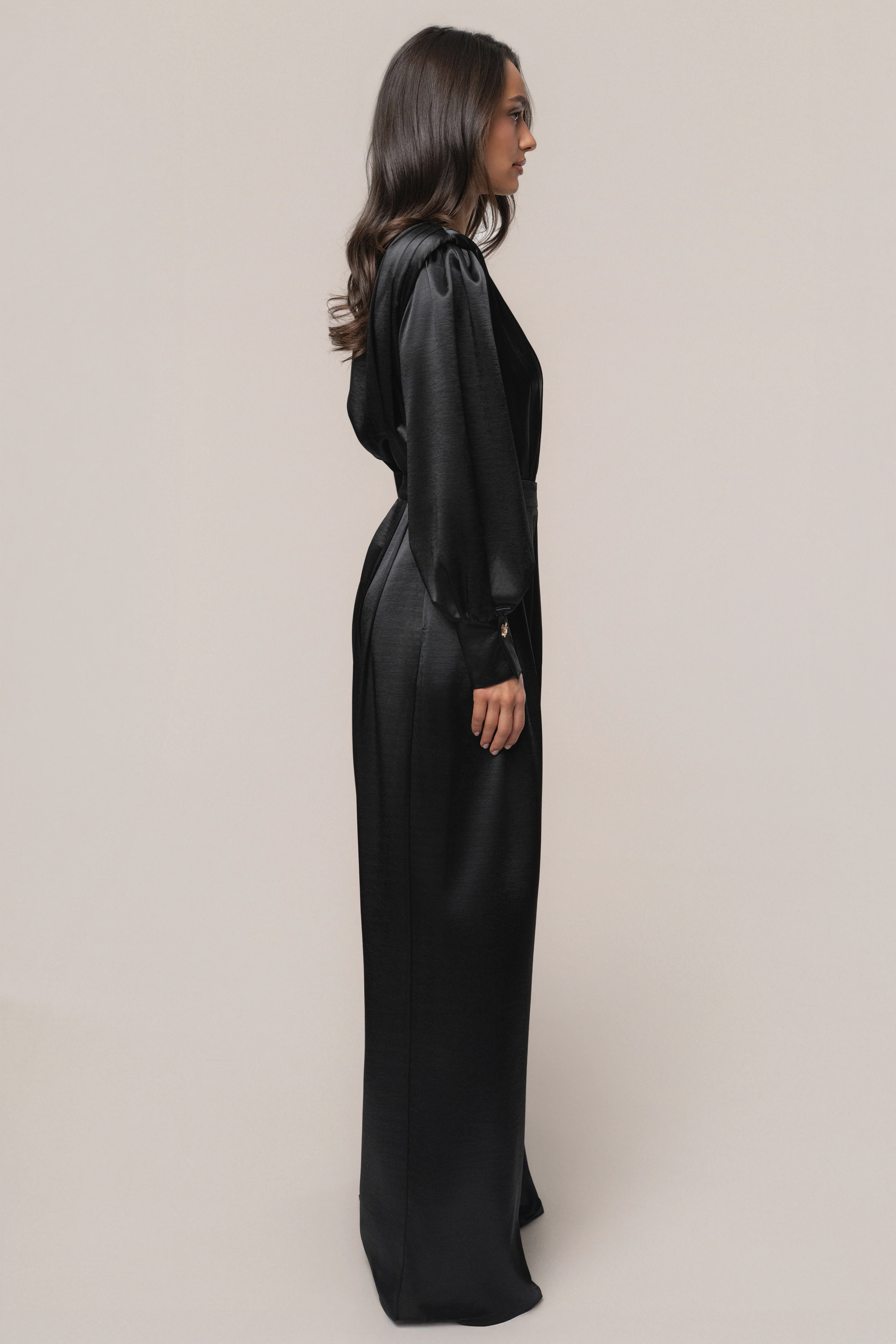 Black Satin Bliss Pleated Pant - Image 8
