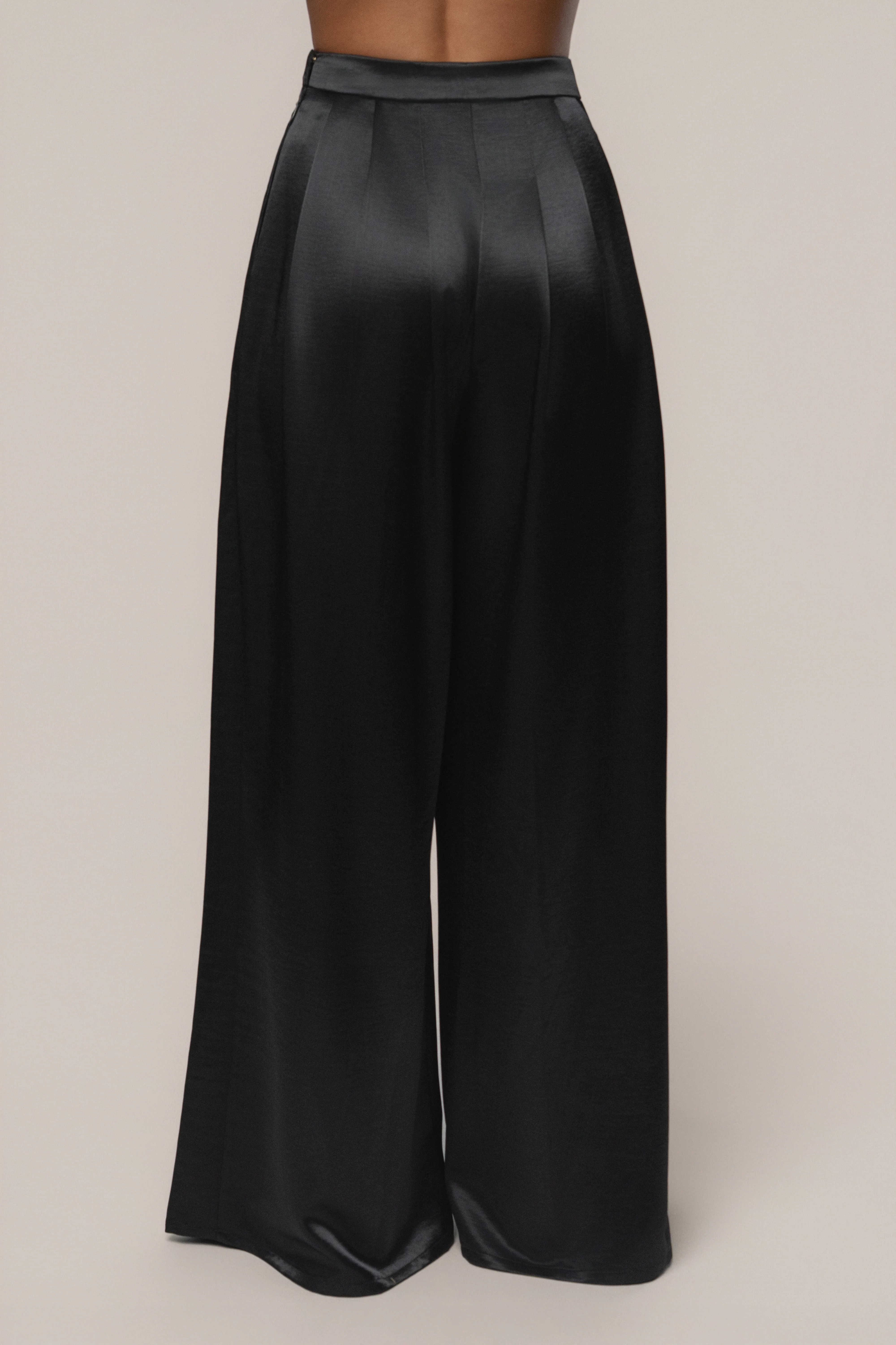 Black Satin Bliss Pleated Pant - Image 9