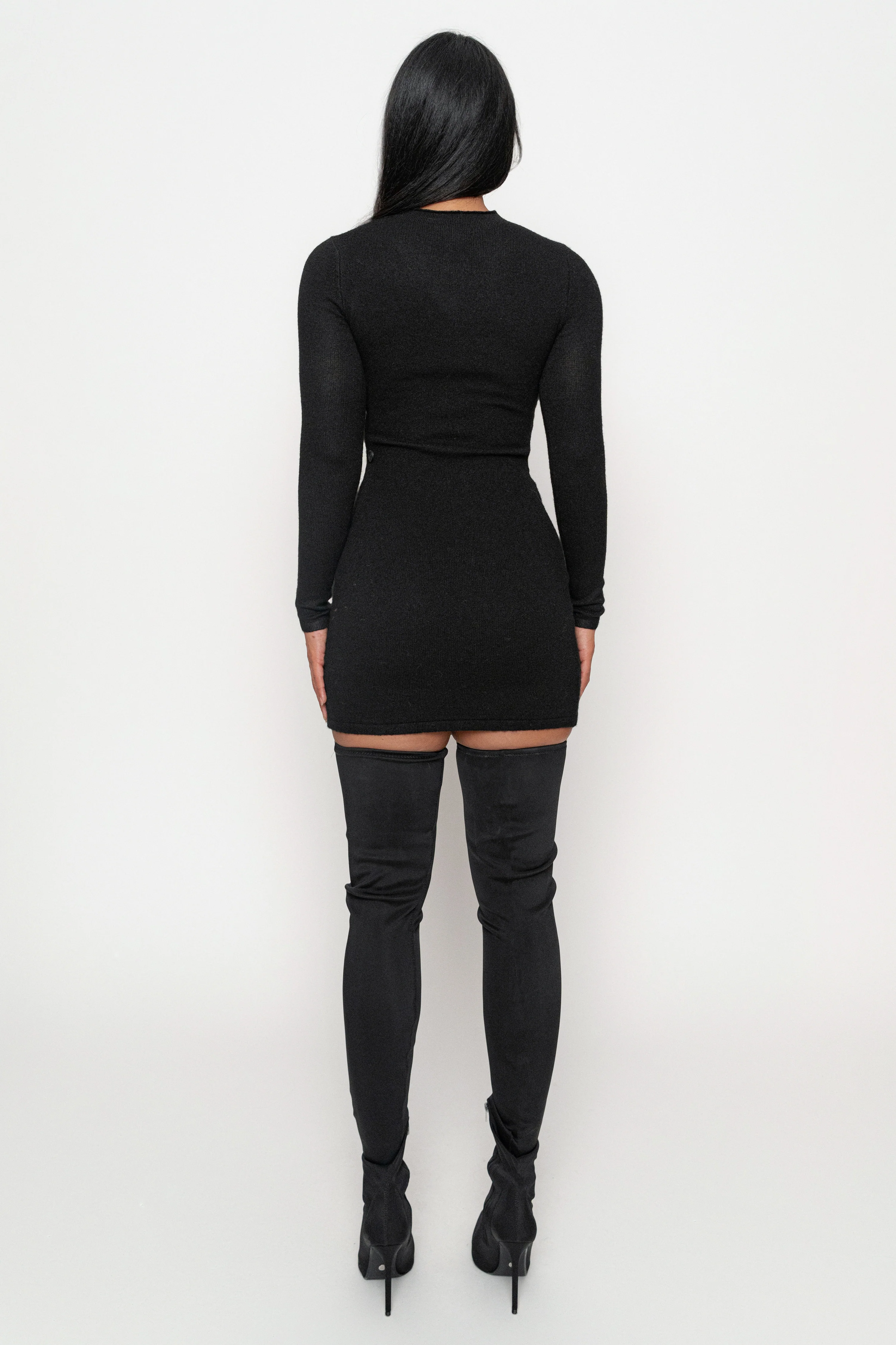 Black Scarf Draped Mini Dress - Image 14